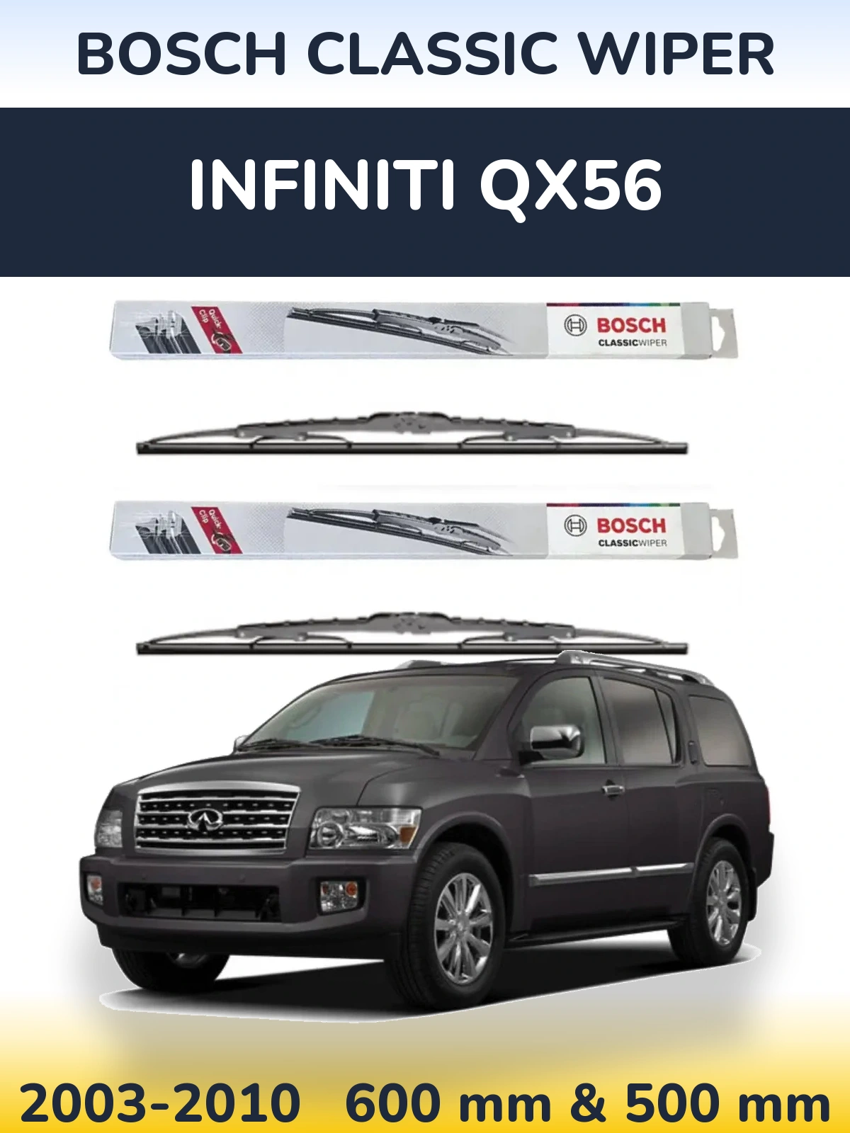 Komplet przednich wycieraczek BOSCH Classic Wiper 600 & 500 mm do Infiniti QX56 2003-2010