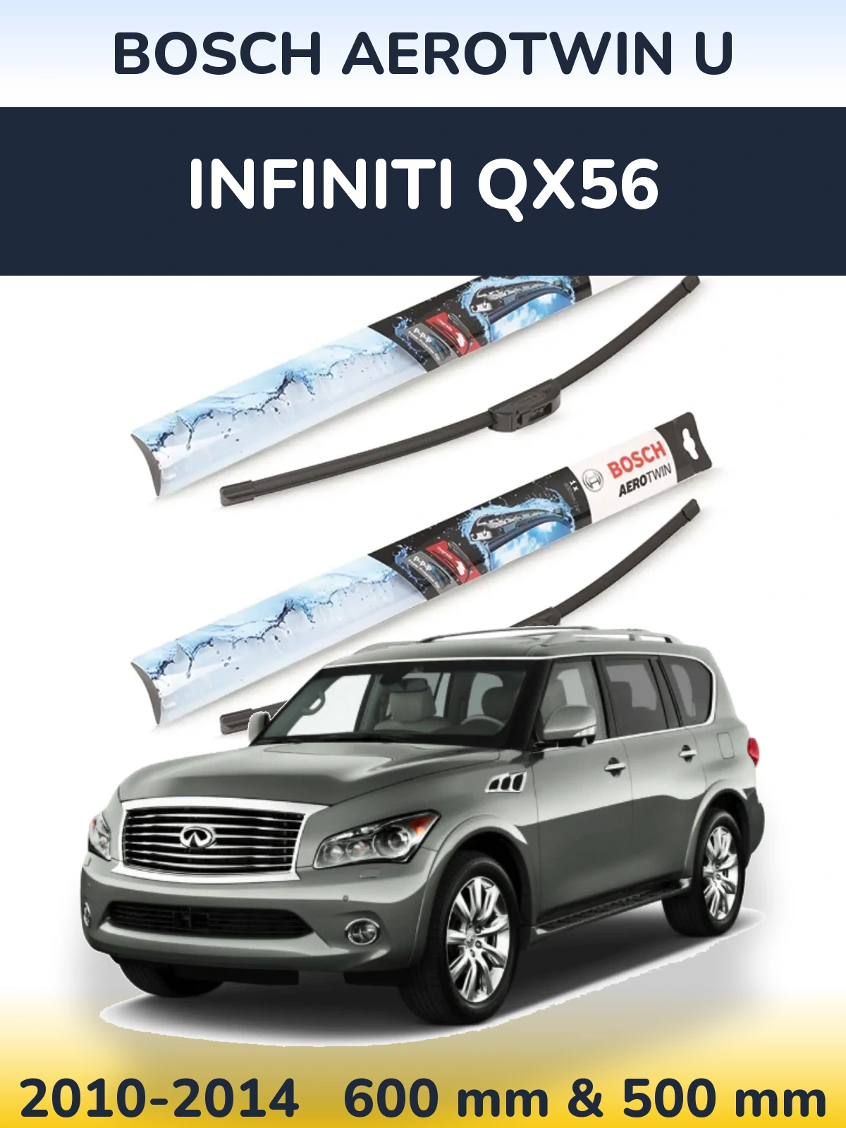 Komplet przednich wycieraczek BOSCH AeroTwin U 600 & 500 mm do Infiniti QX56 2010-2014
