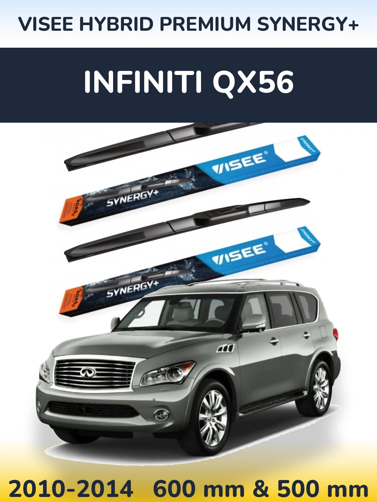 Komplet przednich wycieraczek VISEE HYBRID PREMIUM SYNERGY+ 600 & 500 mm do Infiniti QX56 2010-2014