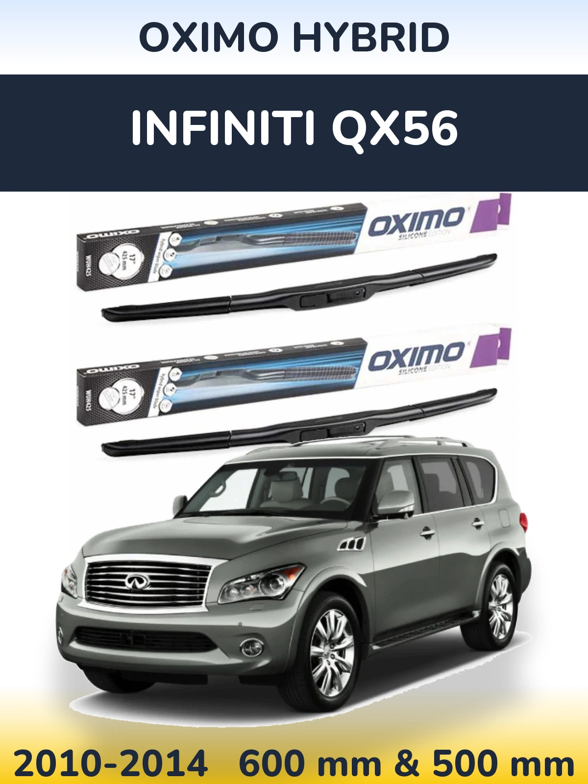 Комплект передних дворников Oximo Hybrid 600 & 500 мм для Infiniti QX56 2010-2014