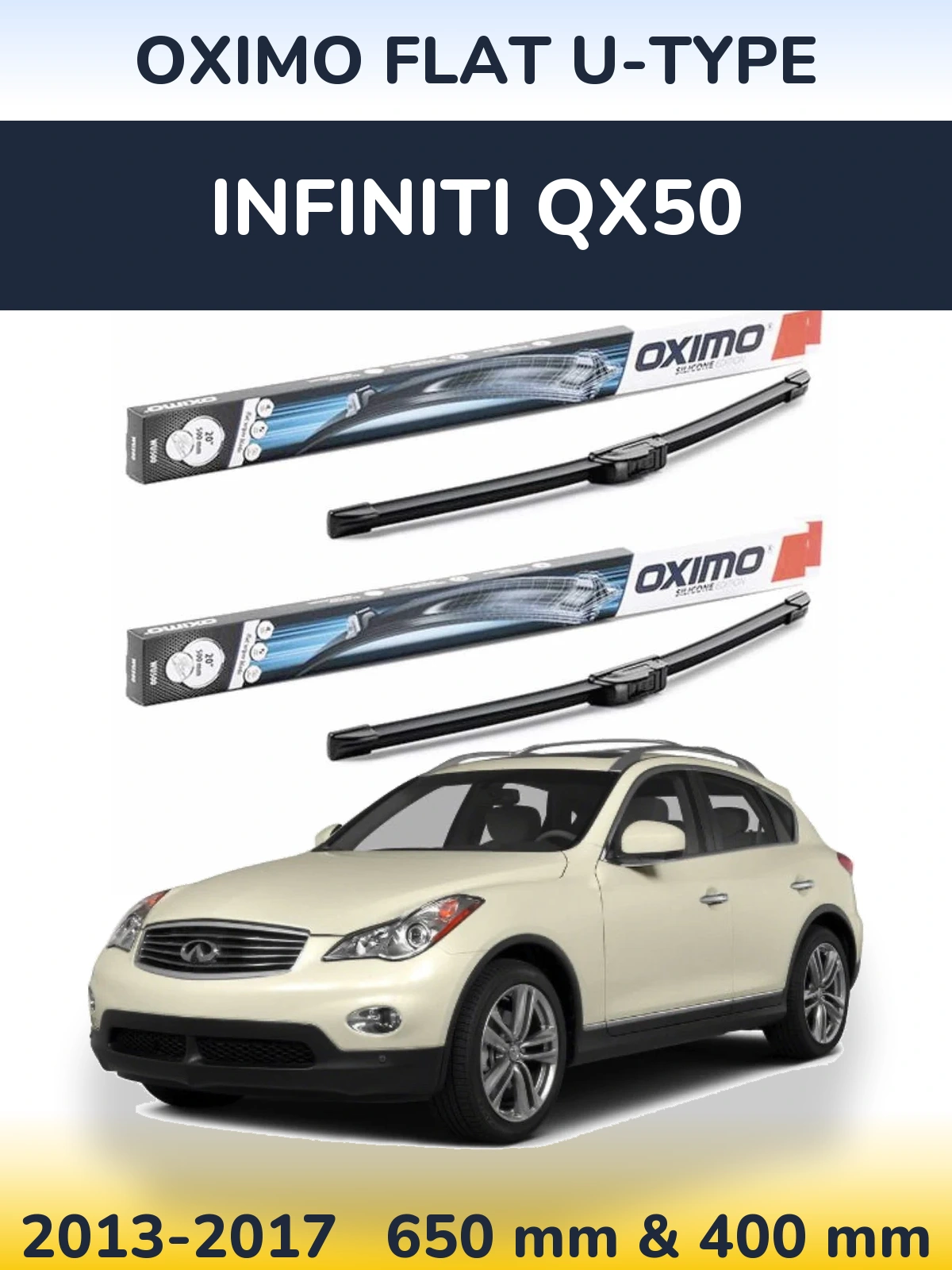 Komplet przednich wycieraczek Oximo Flat U-type 650 & 400 mm do Infiniti QX50 2013-2017