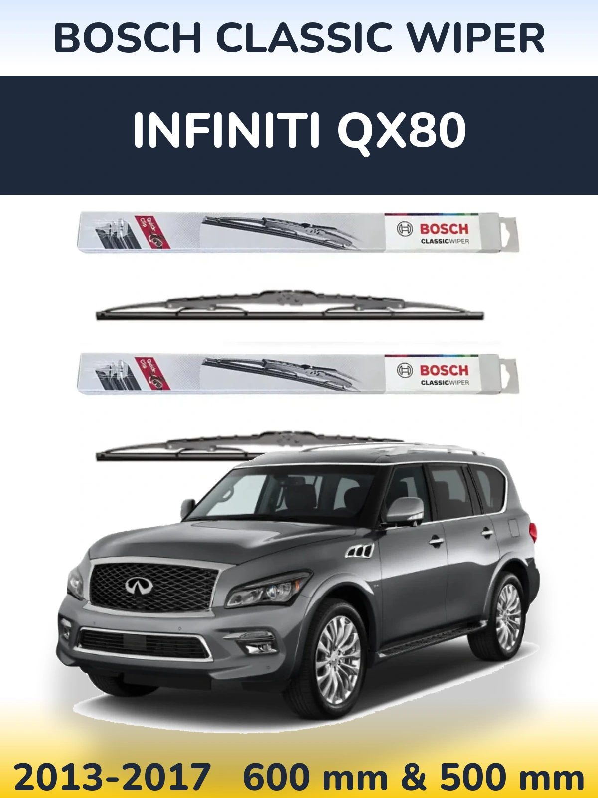 Komplet przednich wycieraczek BOSCH Classic Wiper 600 & 500 mm do Infiniti QX80 2013-2017