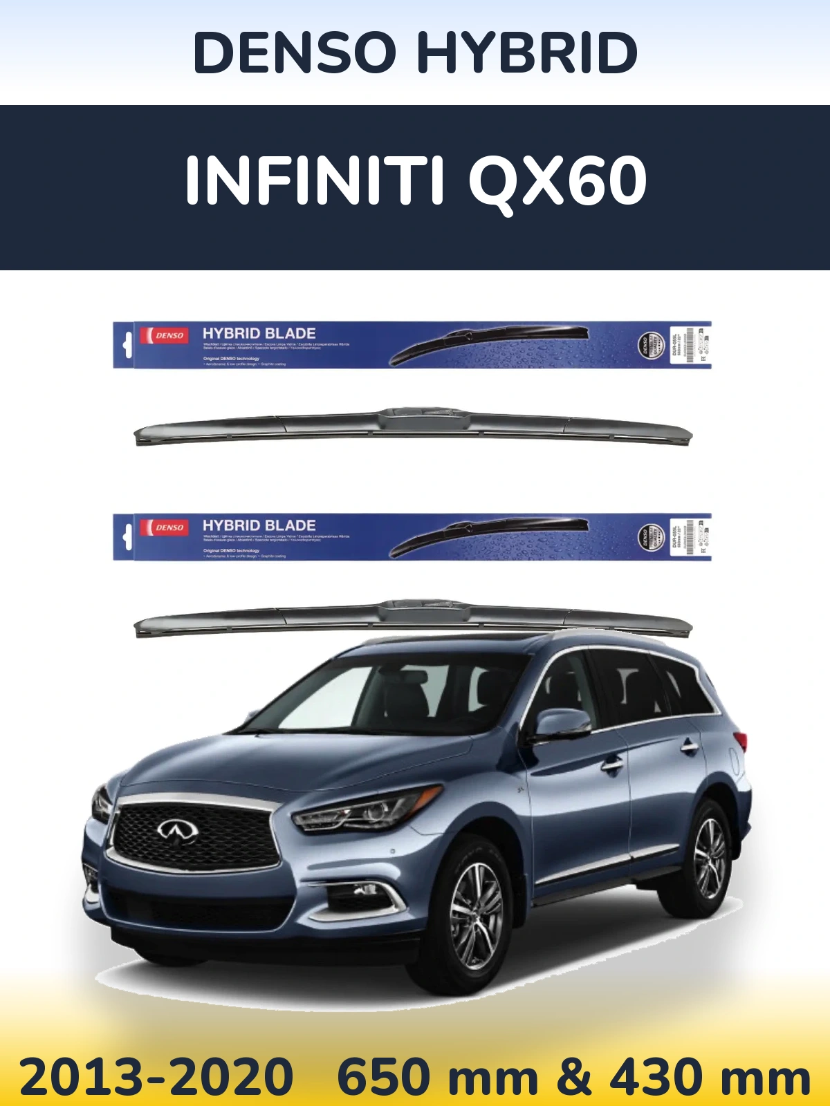 Komplet przednich wycieraczek Denso Hybrid 650 & 430 mm do Infiniti QX60 2013-2020