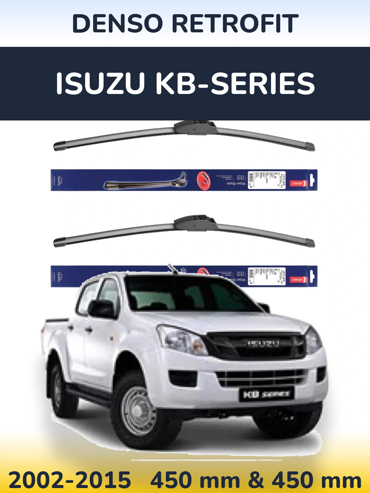 Komplet przednich wycieraczek Denso Retrofit 450 & 450 mm do Isuzu KB-Series 2002-2015