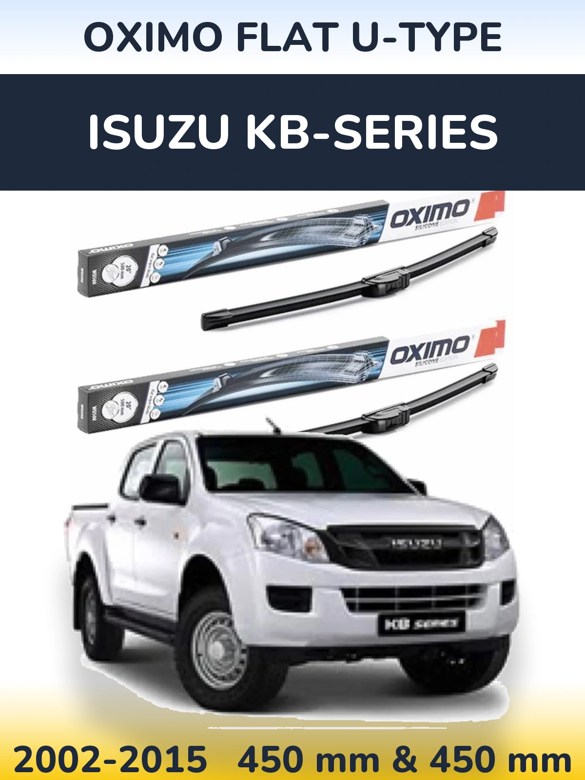 Komplet przednich wycieraczek Oximo Flat U-type 450 & 450 mm do Isuzu KB-Series 2002-2015