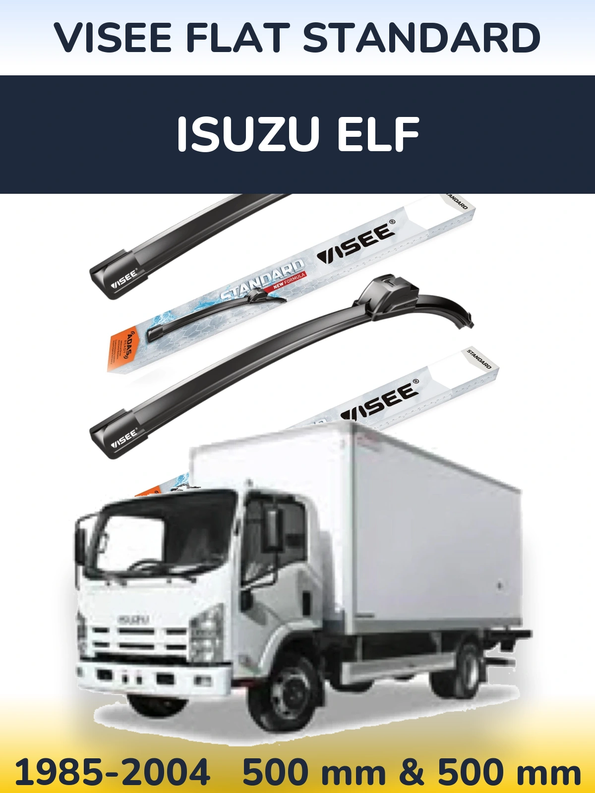 Комплект передних дворников VISEE FLAT STANDARD 500 & 500 мм для Isuzu ELF 1985-2004