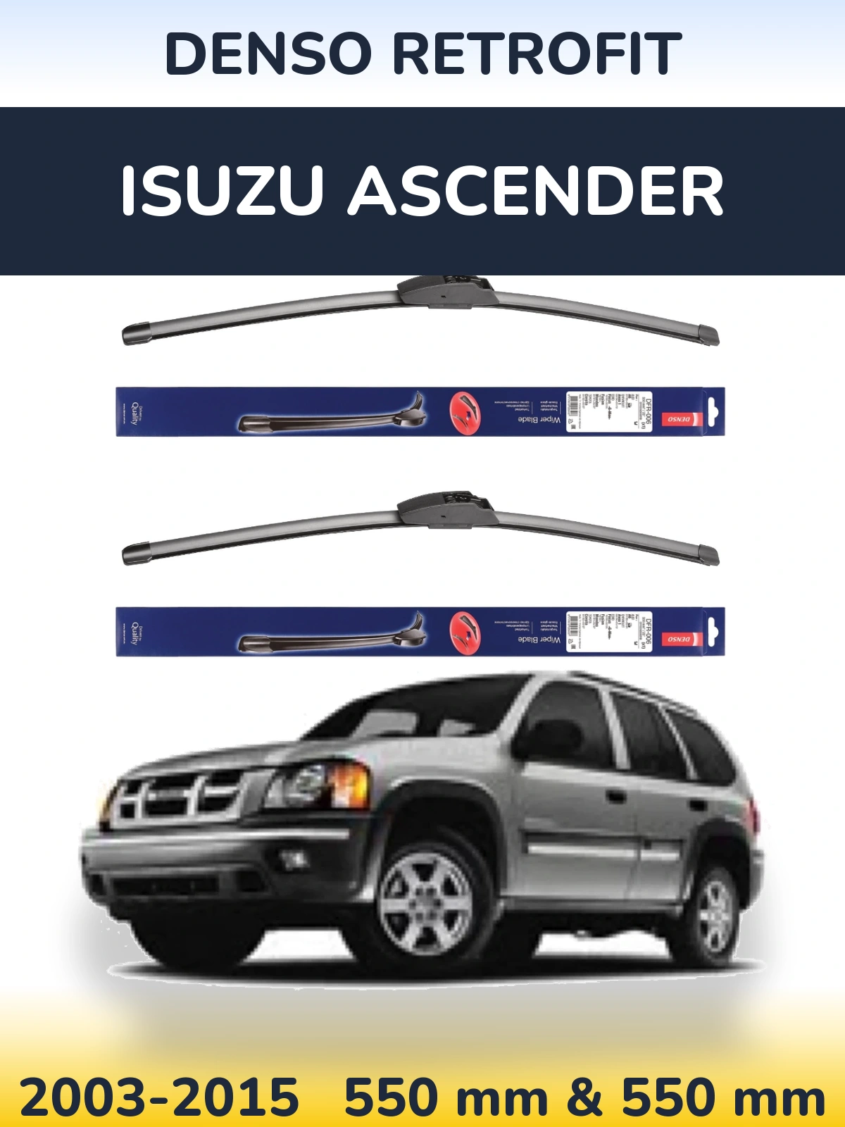 Komplet przednich wycieraczek Denso Retrofit 550 & 550 mm do Isuzu Ascender 2003-2015