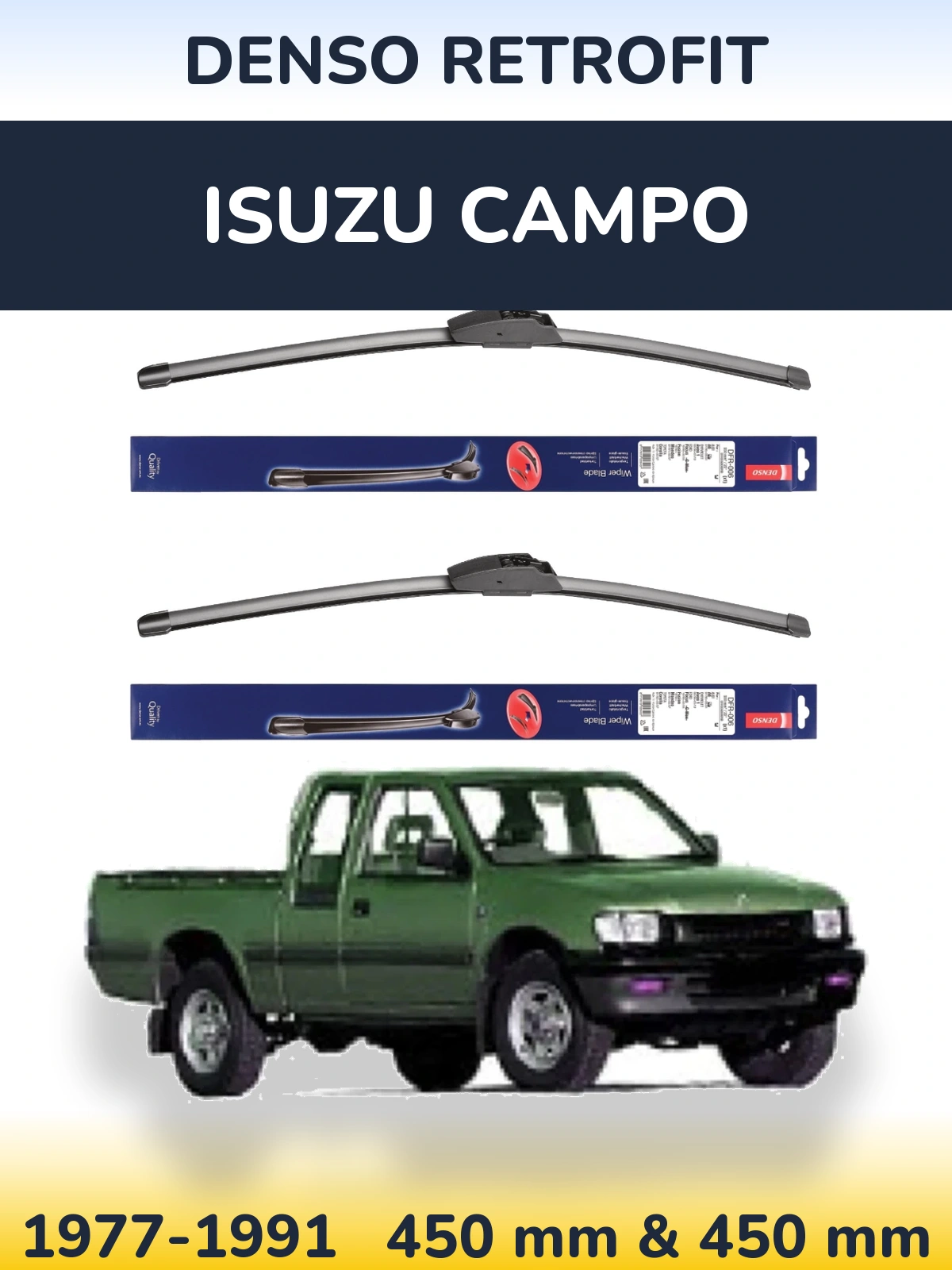 Комплект передних дворников Denso Retrofit 450 & 450 мм для Isuzu Campo 1977-1991