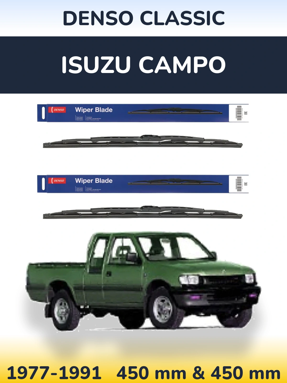 Komplet przednich wycieraczek Denso Classic 450 & 450 mm do Isuzu Campo 1977-1991