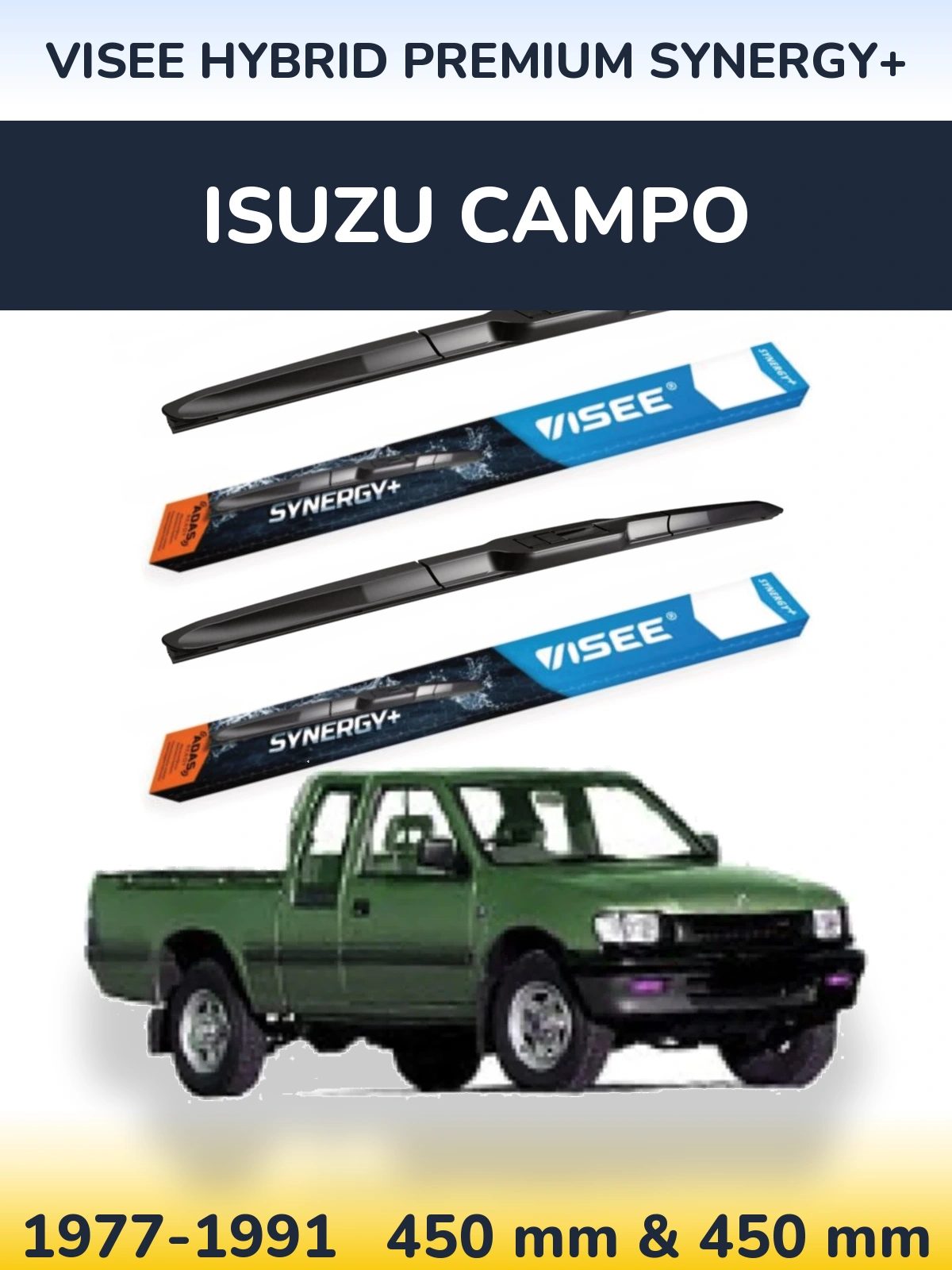 Komplet przednich wycieraczek VISEE HYBRID PREMIUM SYNERGY+ 450 & 450 mm do Isuzu Campo 1977-1991