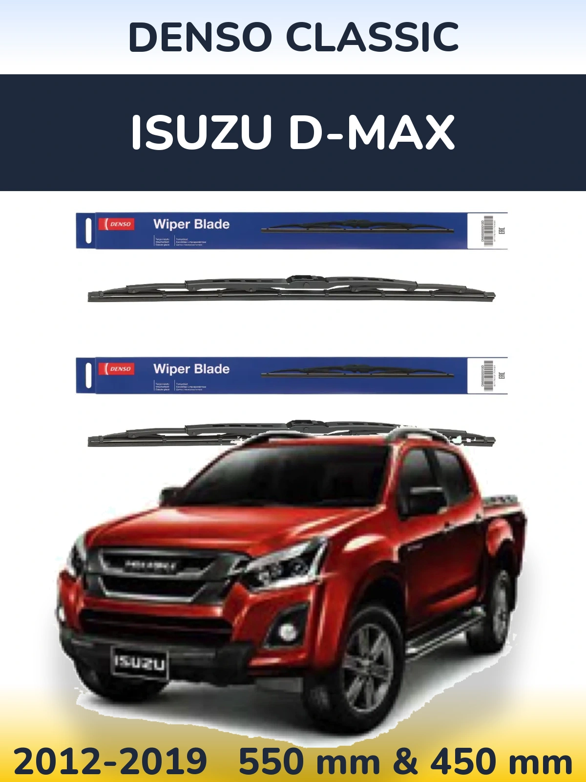 Комплект передних дворников Denso Classic 550 & 450 мм для Isuzu D-Max 2012-2019