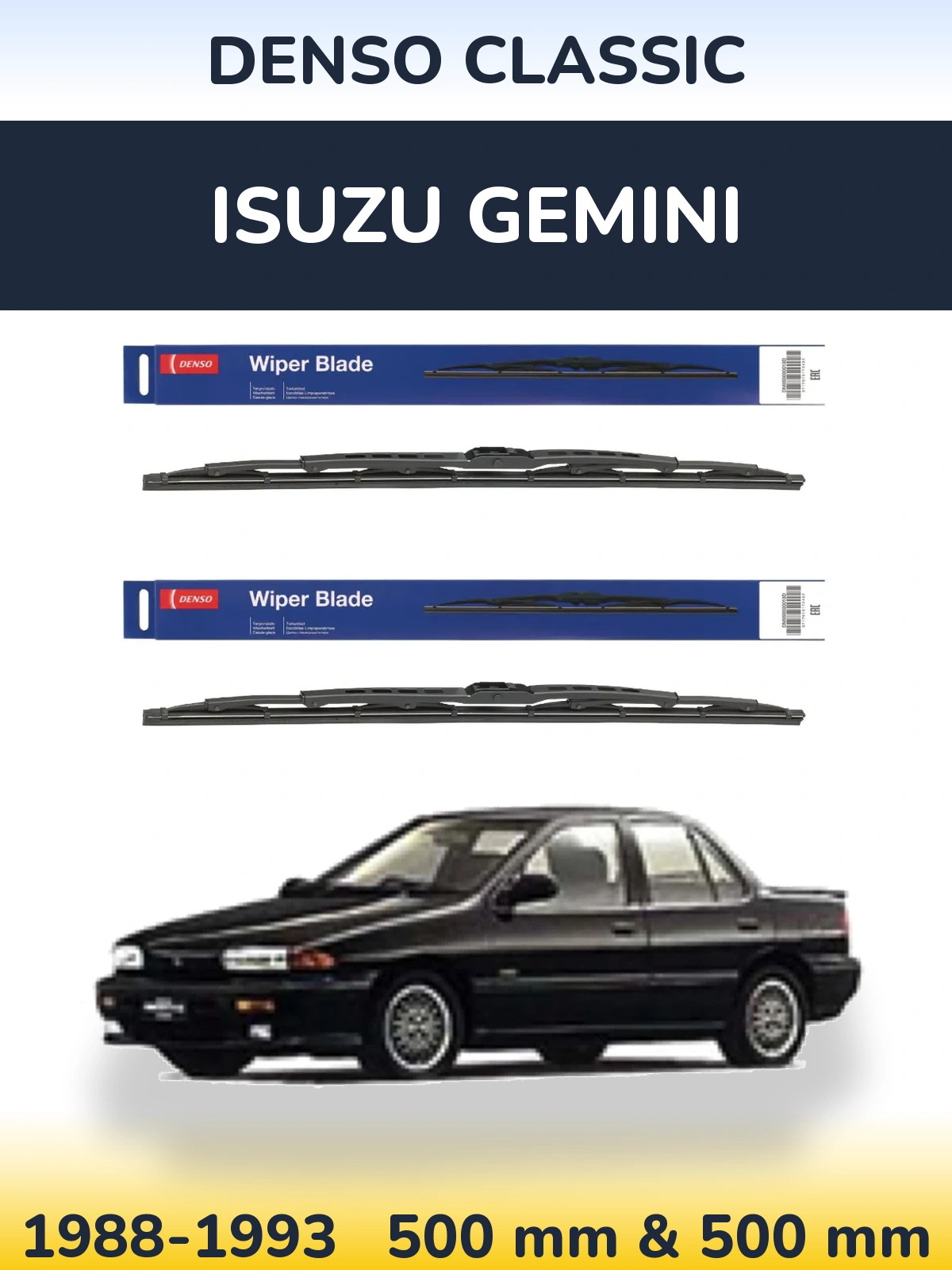 Комплект передних дворников Denso Classic 500 & 500 мм для Isuzu Gemini 1988-1993