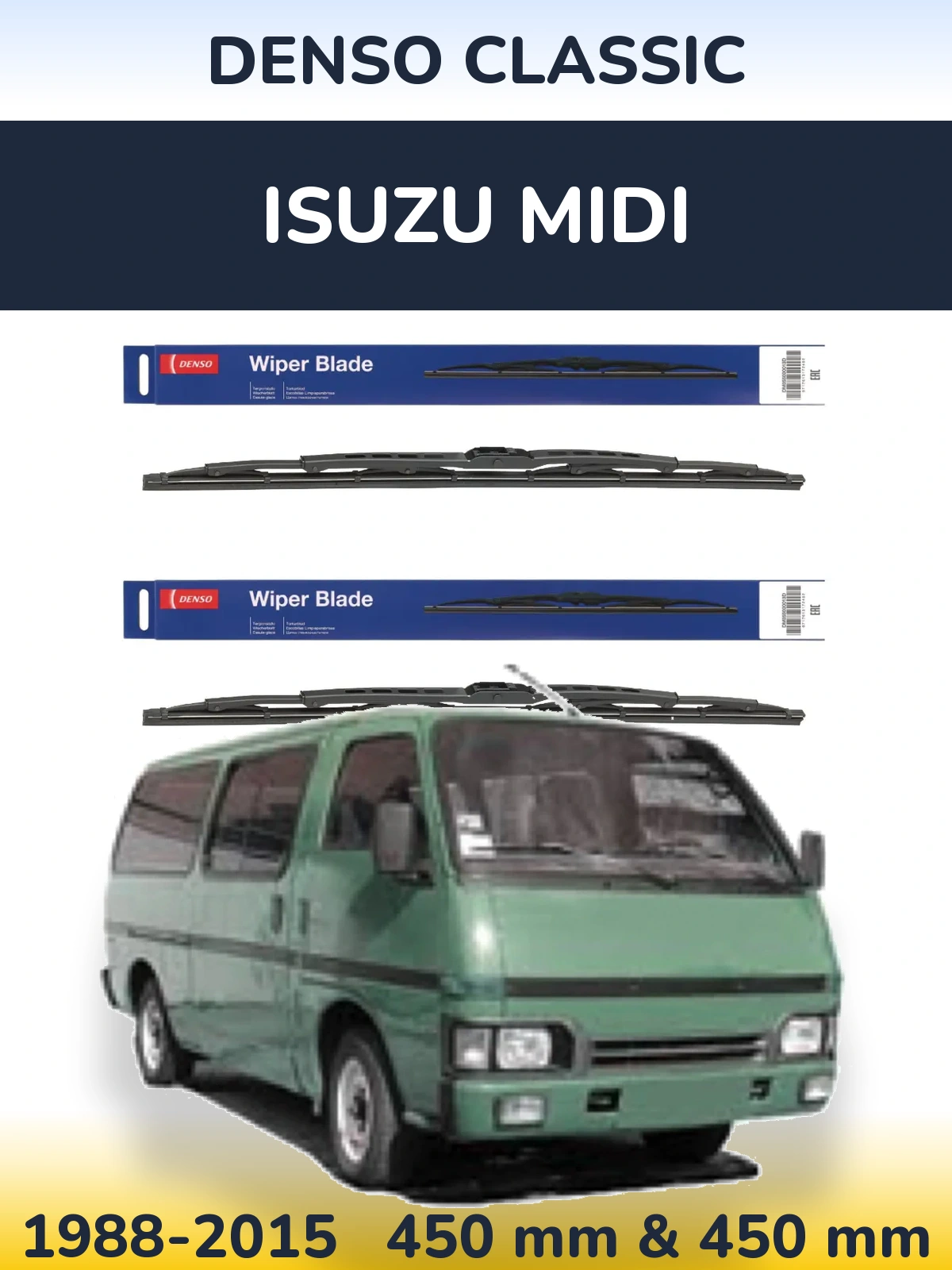Komplet przednich wycieraczek Denso Classic 450 & 450 mm do Isuzu Midi 1988-2015