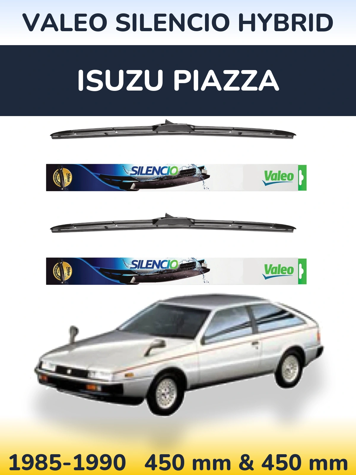 Komplet przednich wycieraczek Valeo Silencio Hybrid 450 & 450 mm do Isuzu Piazza 1985-1990