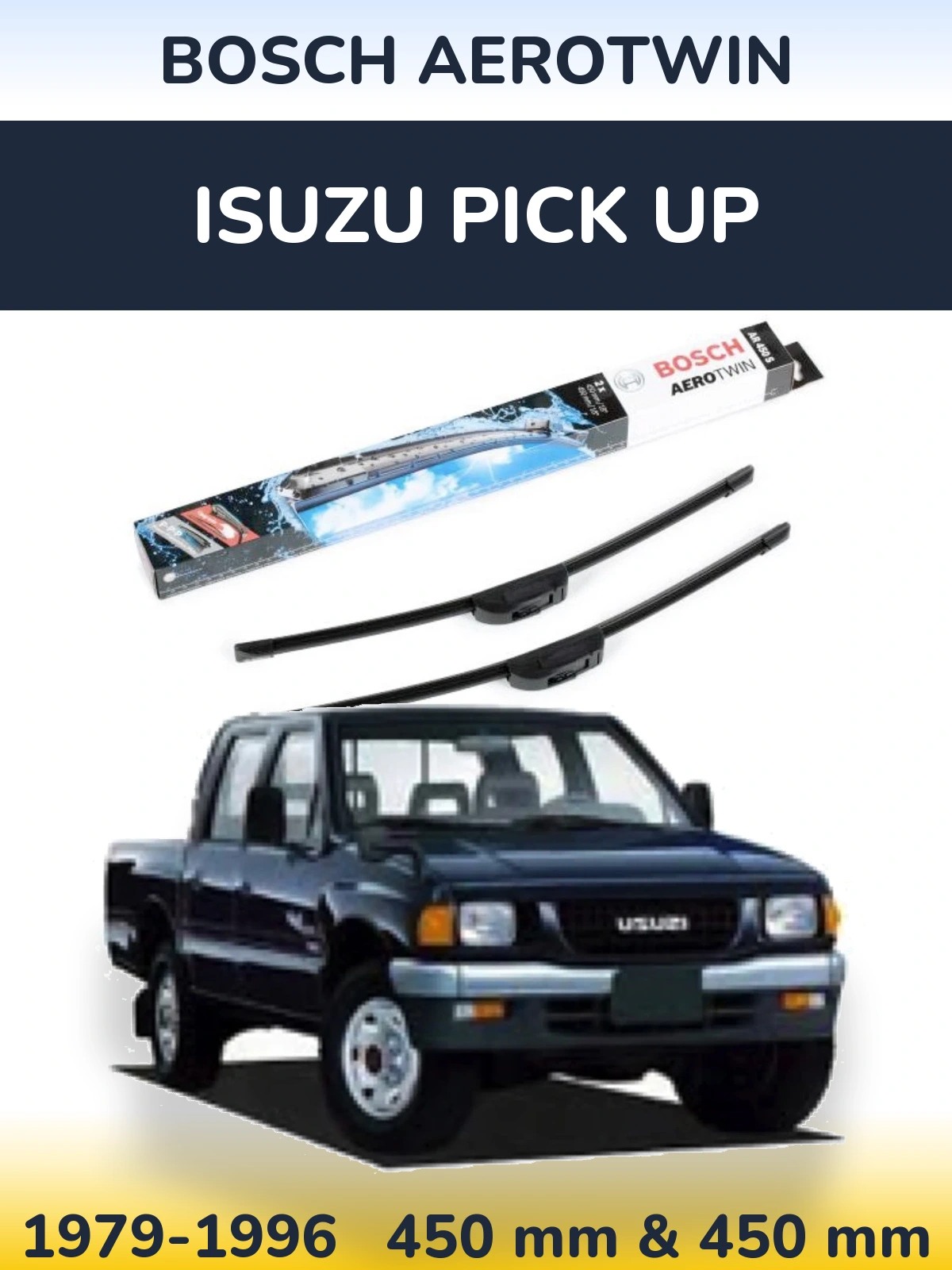 Комплект передних дворников BOSCH AeroTwin 450 & 450 мм для Isuzu Pick Up 1979-1996