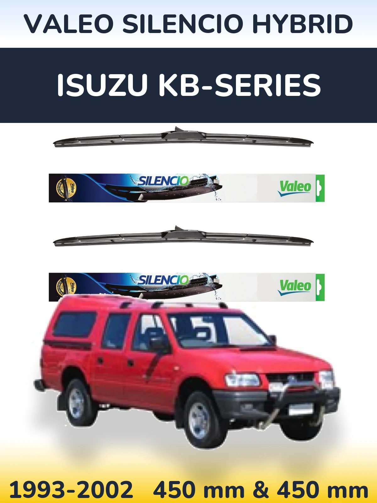 Комплект передних дворников Valeo Silencio Hybrid 450 & 450 мм для Isuzu KB-Series 1993-2002