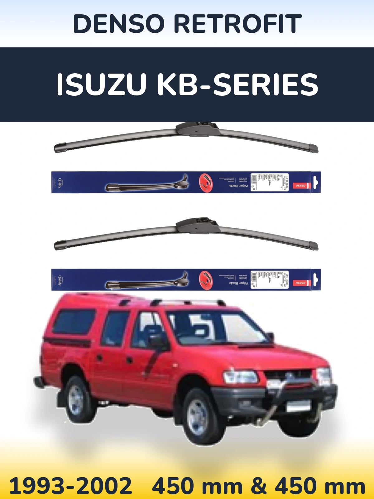 Komplet przednich wycieraczek Denso Retrofit 450 & 450 mm do Isuzu KB-Series 1993-2002