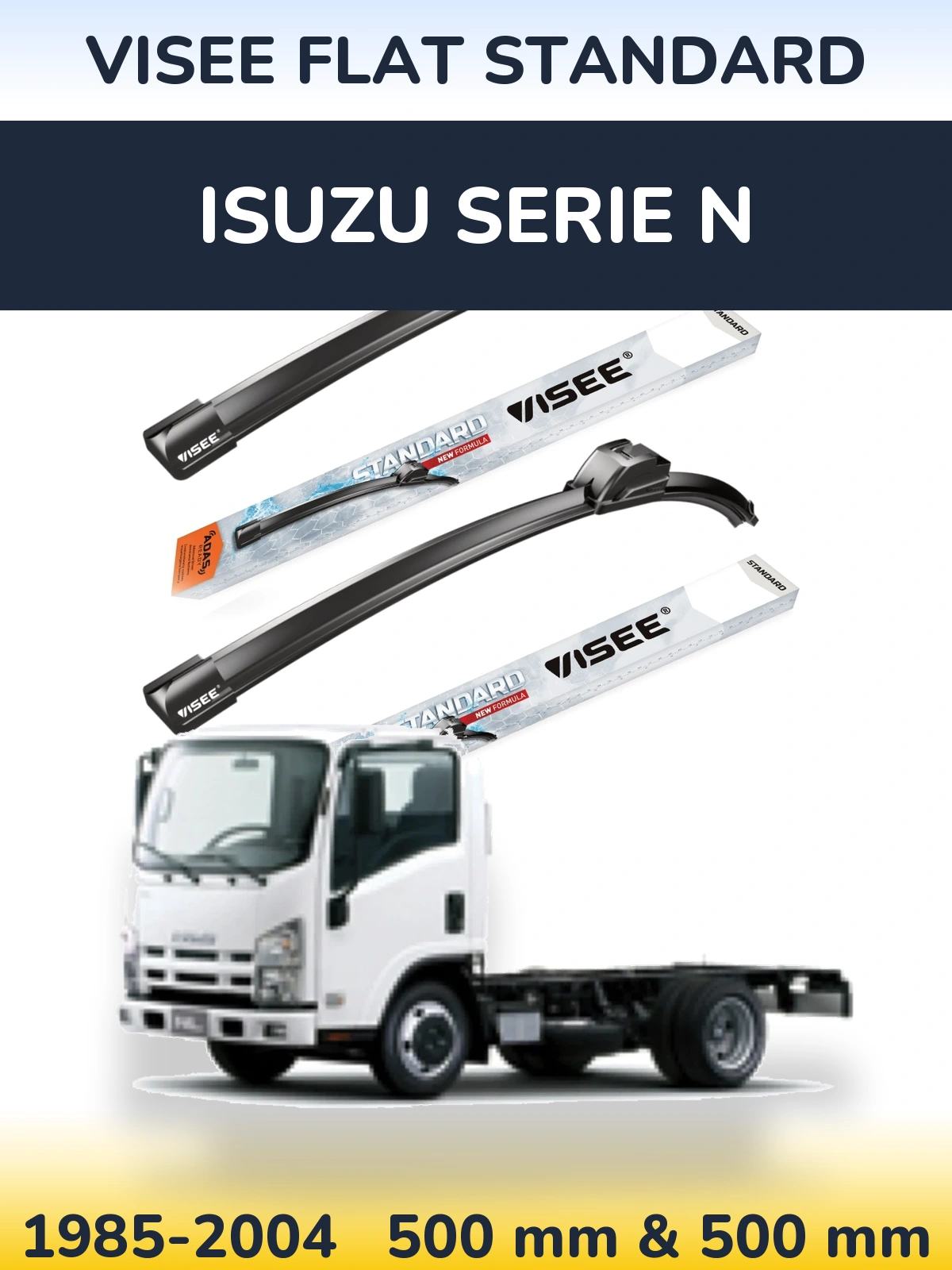 Комплект передних дворников VISEE FLAT STANDARD 500 & 500 мм для Isuzu Serie N 1985-2004