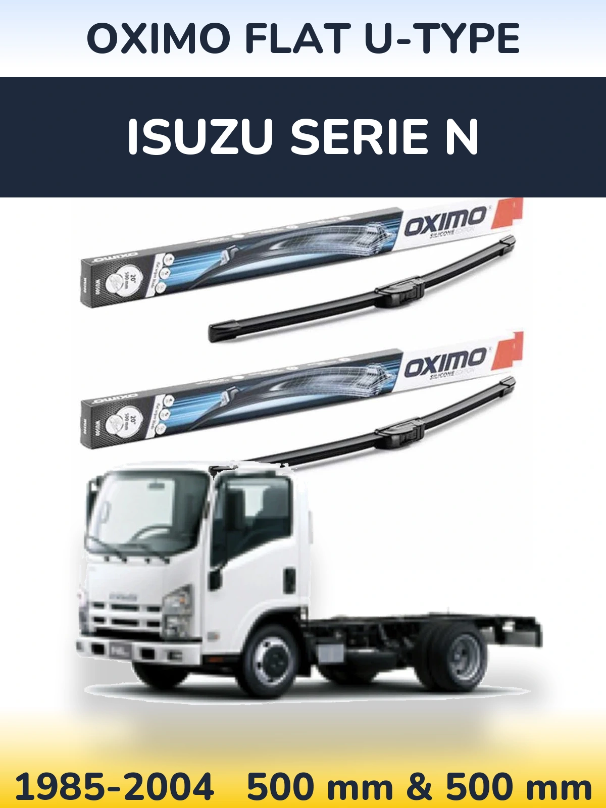 Комплект передних дворников Oximo Flat U-type 500 & 500 мм для Isuzu Serie N 1985-2004
