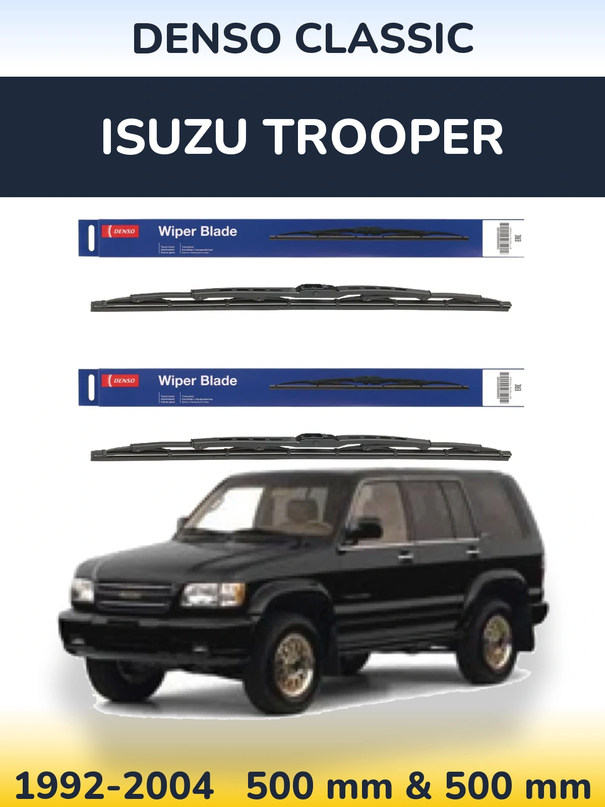 Komplet przednich wycieraczek Denso Classic 500 & 500 mm do Isuzu Trooper 1992-2004