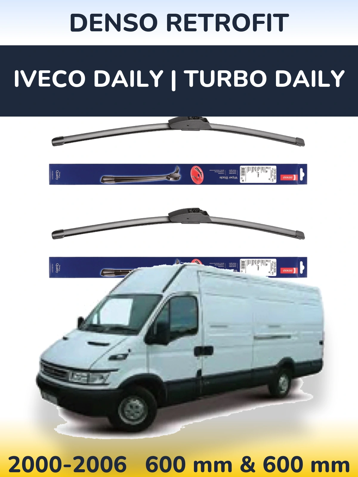 Комплект передних дворников Denso Retrofit 600 & 600 мм для Iveco Daily | Turbo Daily 2000-2006