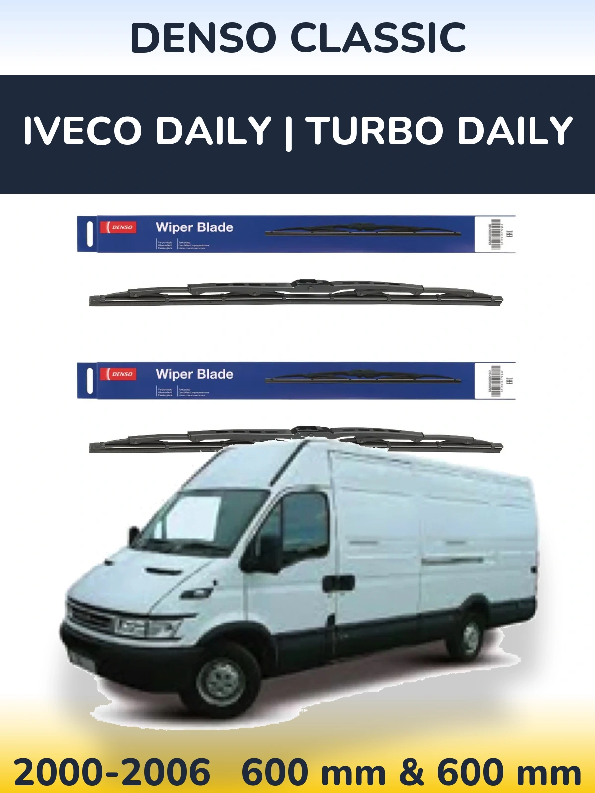 Komplet przednich wycieraczek Denso Classic 600 & 600 mm do Iveco Daily | Turbo Daily 2000-2006