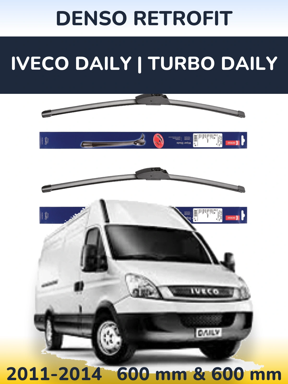 Komplet przednich wycieraczek Denso Retrofit 600 & 600 mm do Iveco Daily | Turbo Daily 2011-2014