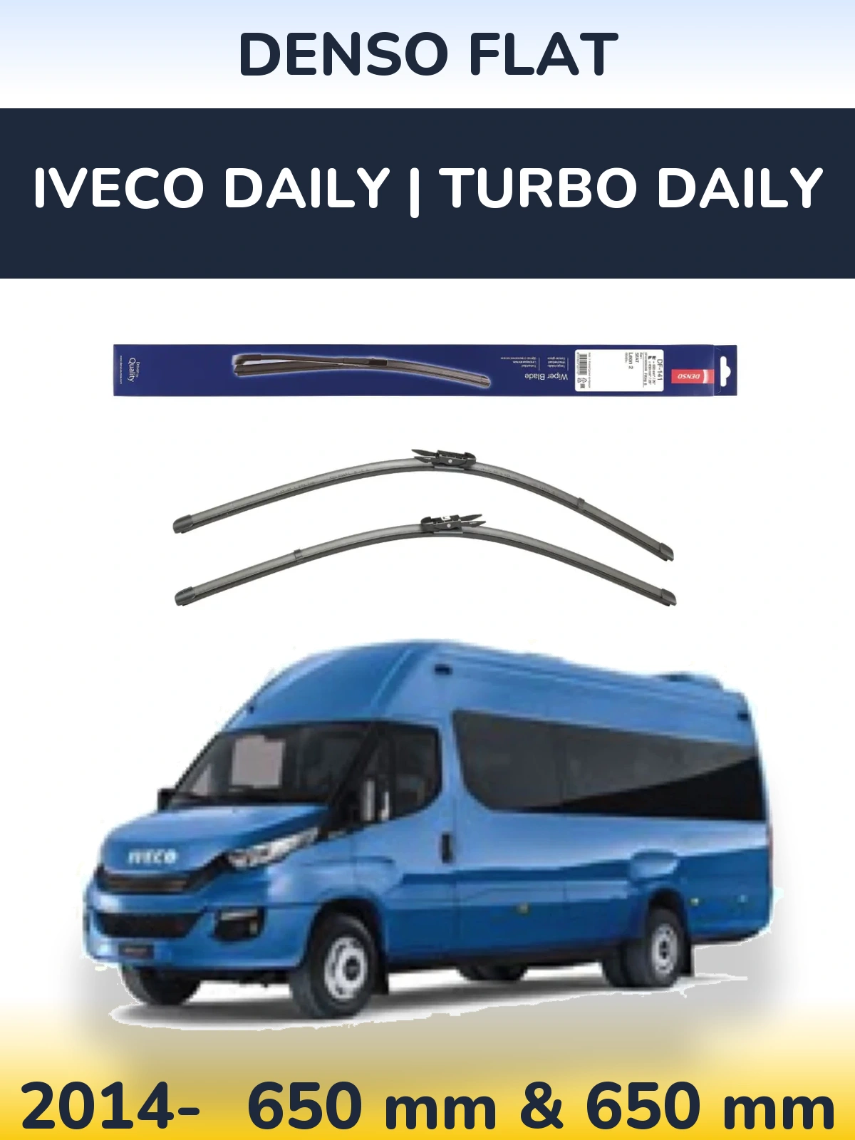 Комплект передних дворников Denso Flat 650 & 650 мм для Iveco Daily | Turbo Daily 2014-2026