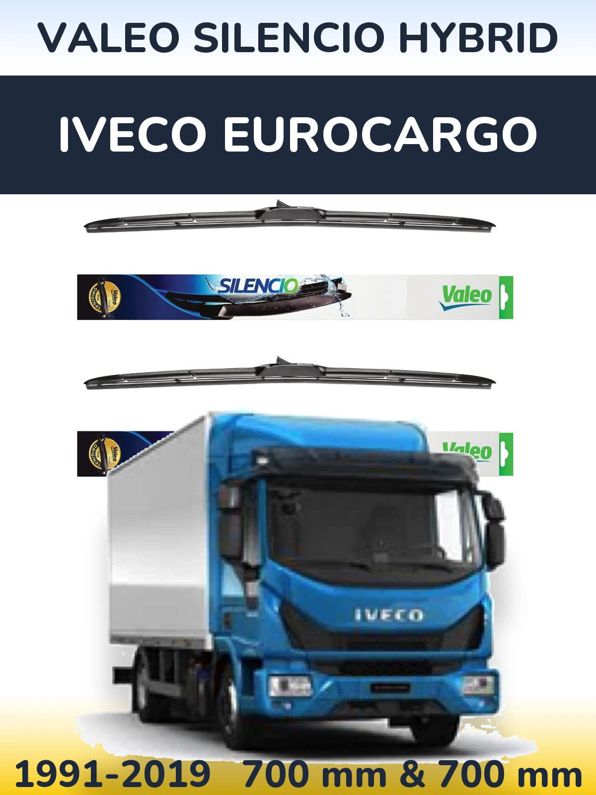 Комплект передніх щіток Valeo Silencio Hybrid 700 & 700 мм для Iveco EuroCargo 1991-2019