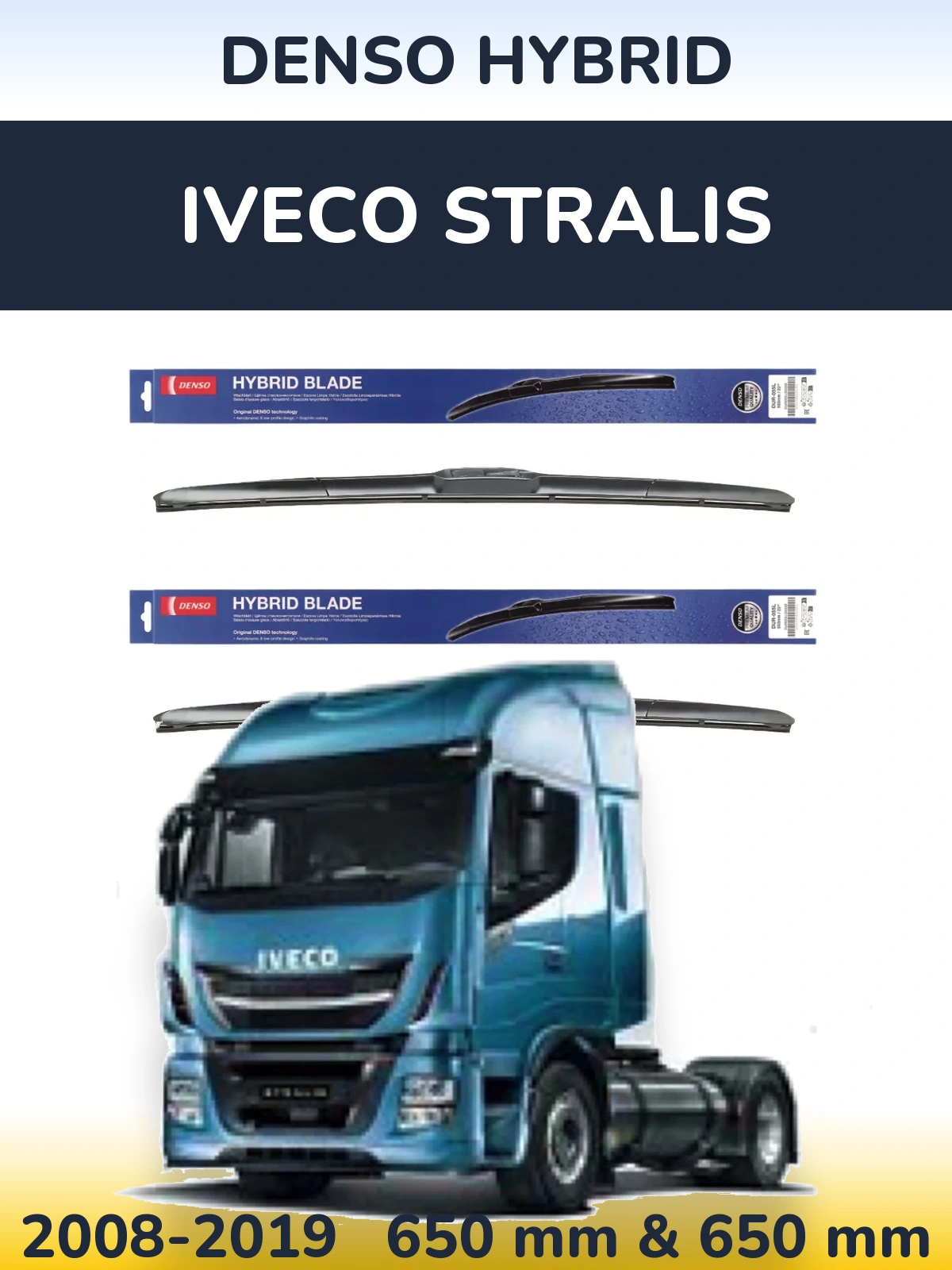 Komplet przednich wycieraczek Denso Hybrid 650 & 650 mm do Iveco Stralis 2008-2019