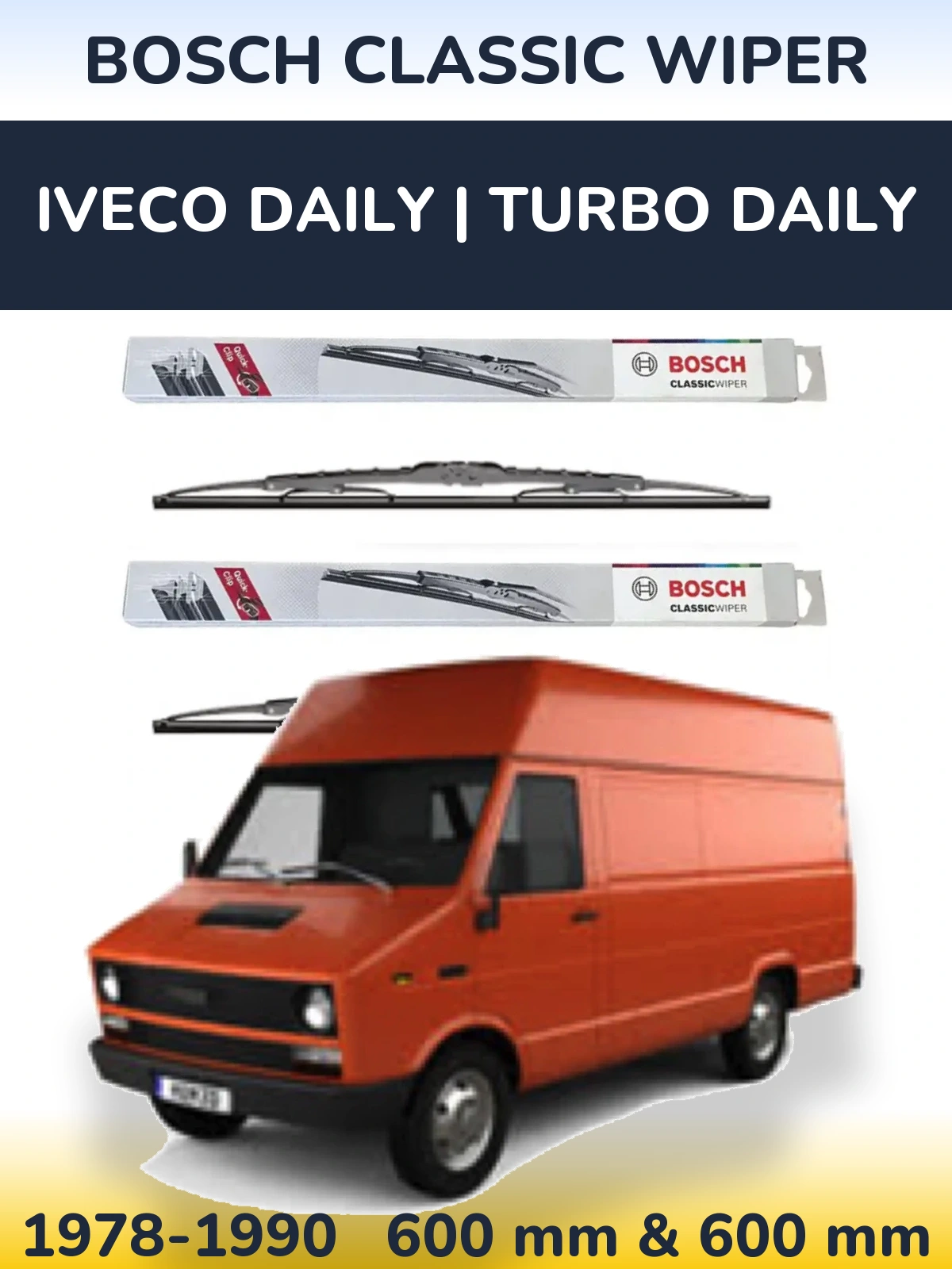 Комплект передніх щіток BOSCH Classic Wiper 600 & 600 мм для Iveco Daily | Turbo Daily 1978-1990