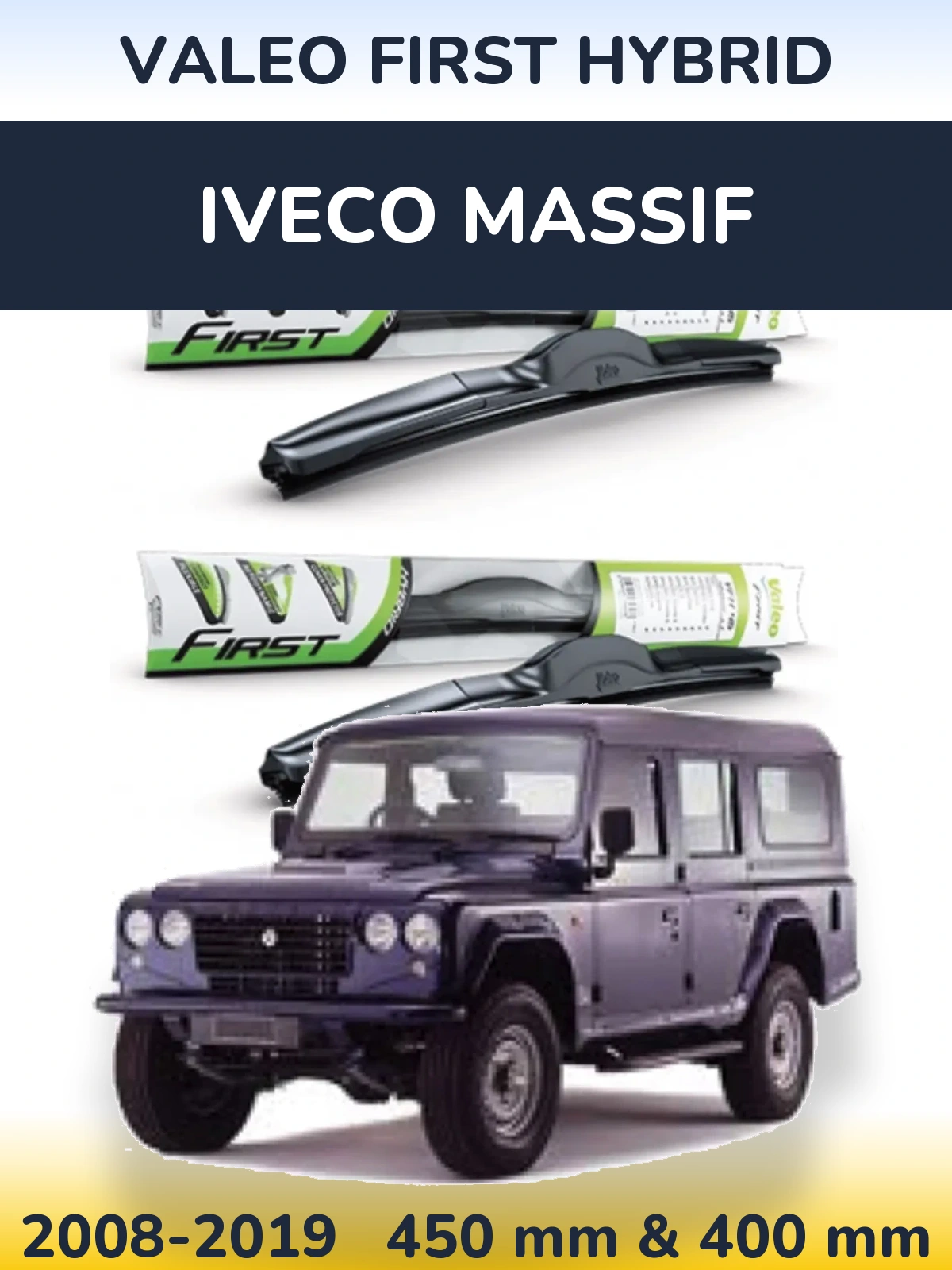 Комплект передних дворников Valeo First Hybrid 450 & 400 мм для Iveco Massif 2008-2019