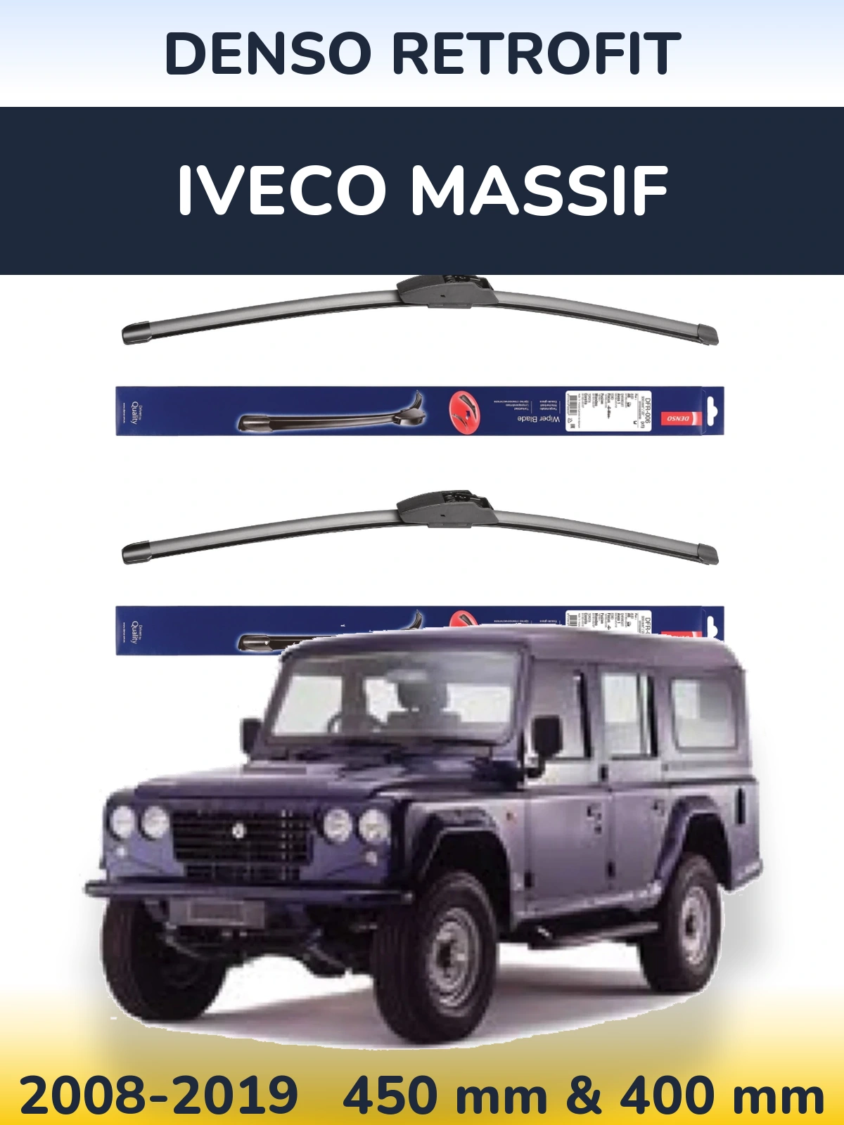 Комплект передних дворников Denso Retrofit 450 & 400 мм для Iveco Massif 2008-2019