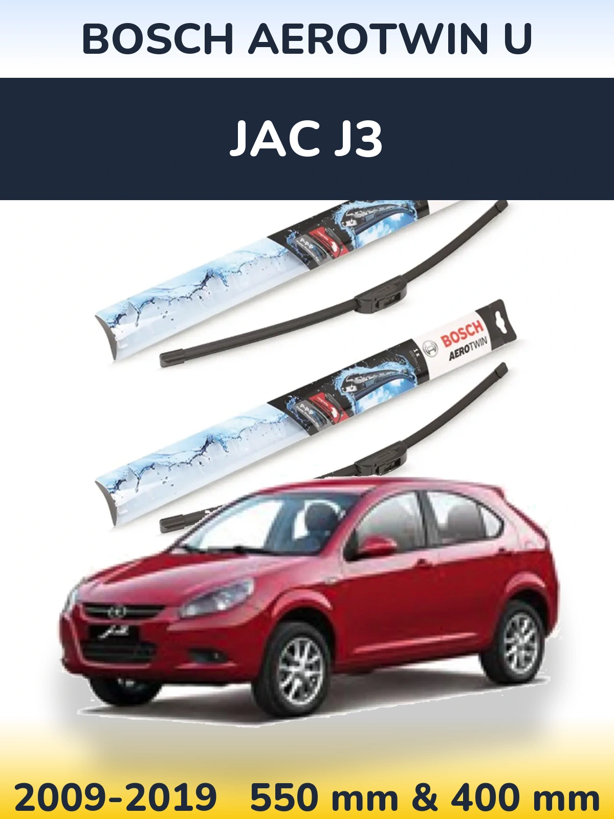 Komplet przednich wycieraczek BOSCH AeroTwin U 550 & 400 mm do JAC J3 2009-2019