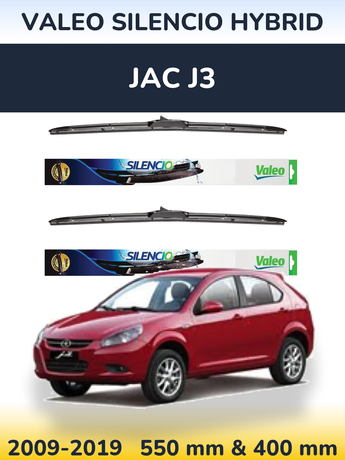 Комплект передних дворников Valeo Silencio Hybrid 550 & 400 мм для JAC J3 2009-2019