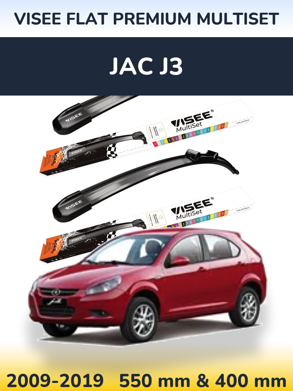 Front wiper blade set VISEE FLAT PREMIUM MultiSet 550 & 400 mm for JAC J3 2009-2019