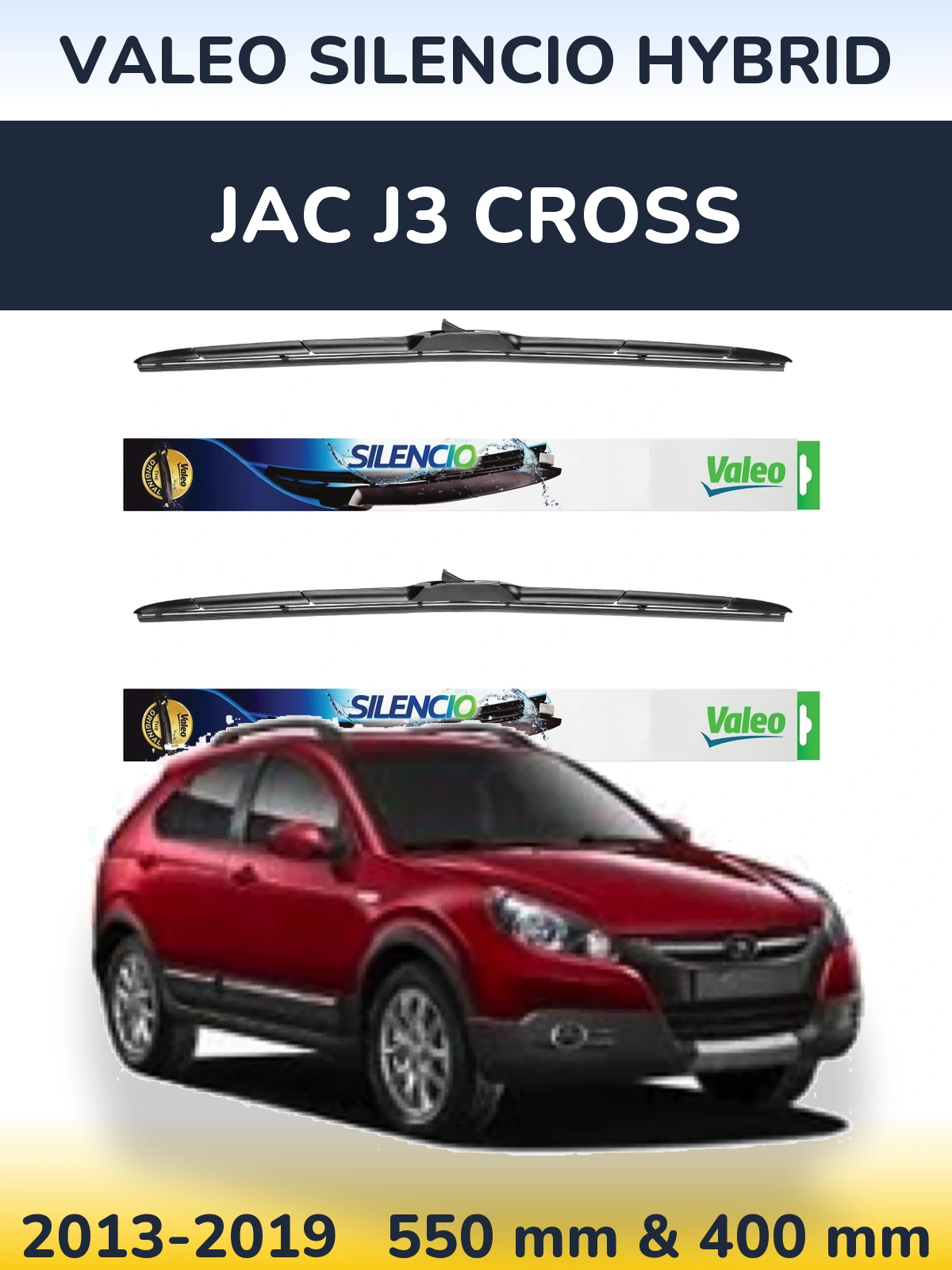Комплект передних дворников Valeo Silencio Hybrid 550 & 400 мм для JAC J3 Cross 2013-2019