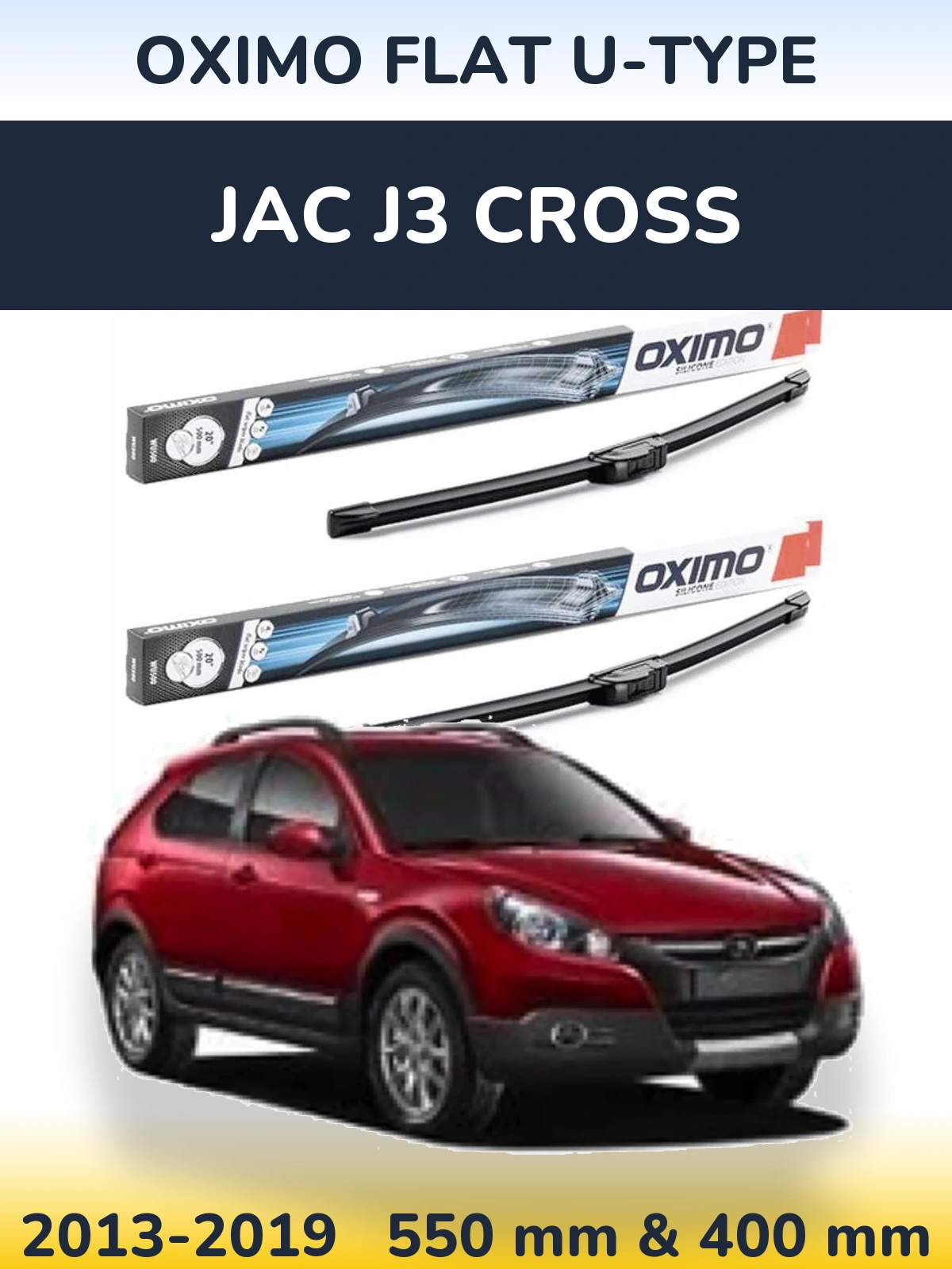 Комплект передних дворников Oximo Flat U-type 550 & 400 мм для JAC J3 Cross 2013-2019