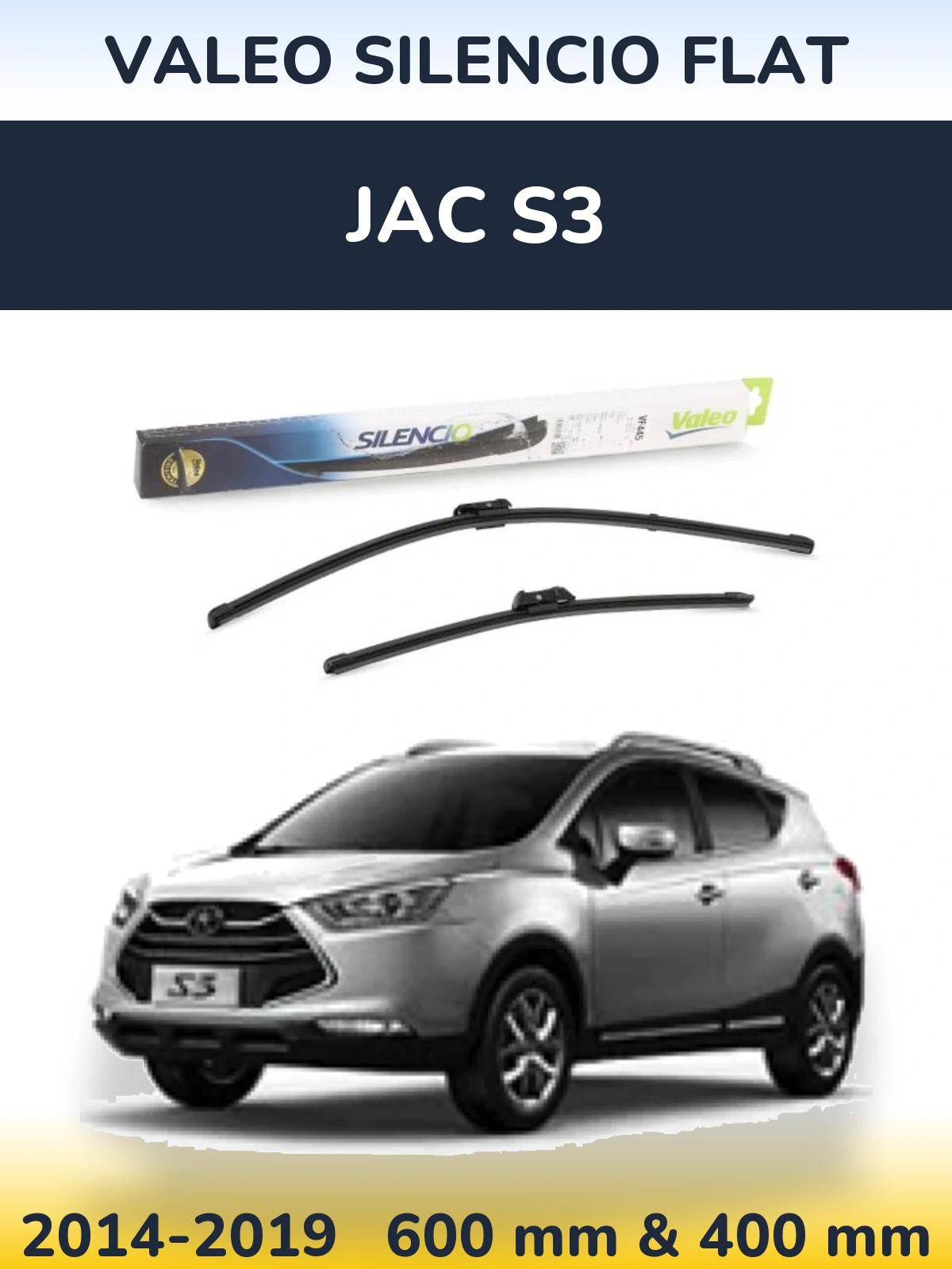 Комплект передних дворников Valeo Silencio Flat 600 & 400 мм для JAC S3 2014-2019