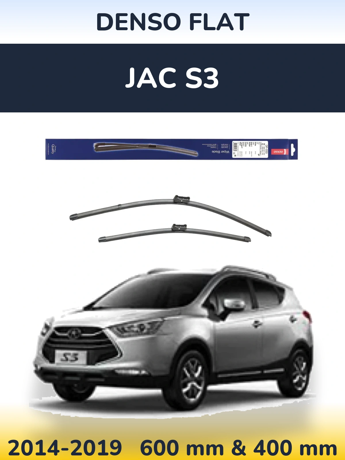 Komplet przednich wycieraczek Denso Flat 600 & 400 mm do JAC S3 2014-2019