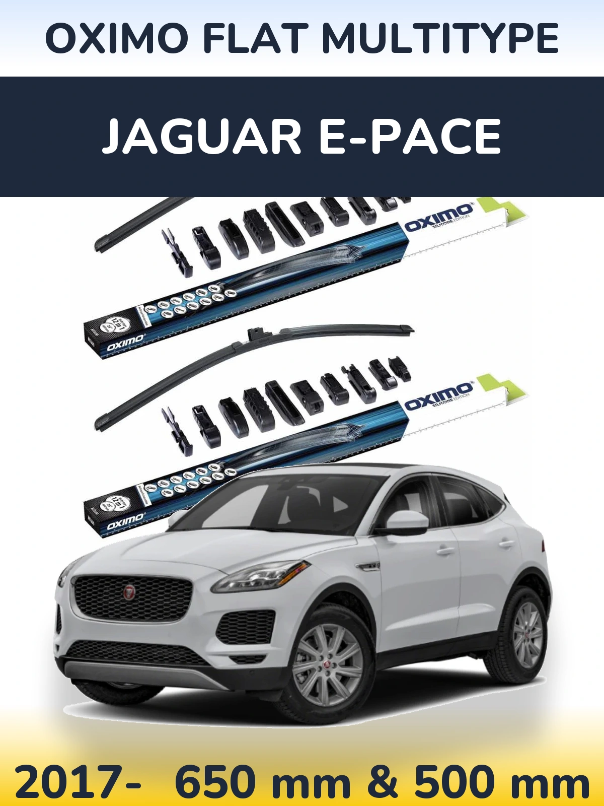 Komplet przednich wycieraczek Oximo Flat MultiType 650 & 500 mm do Jaguar E-Pace 2017-2026