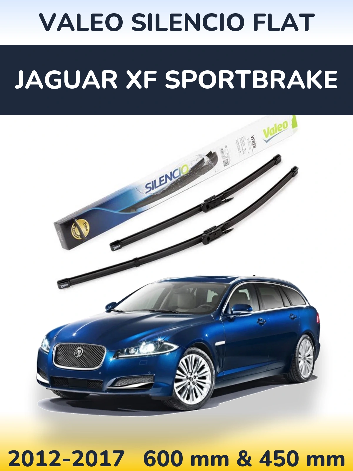 Комплект передніх щіток Valeo Silencio Flat 600 & 450 мм для Jaguar XF Sportbrake 2012-2017