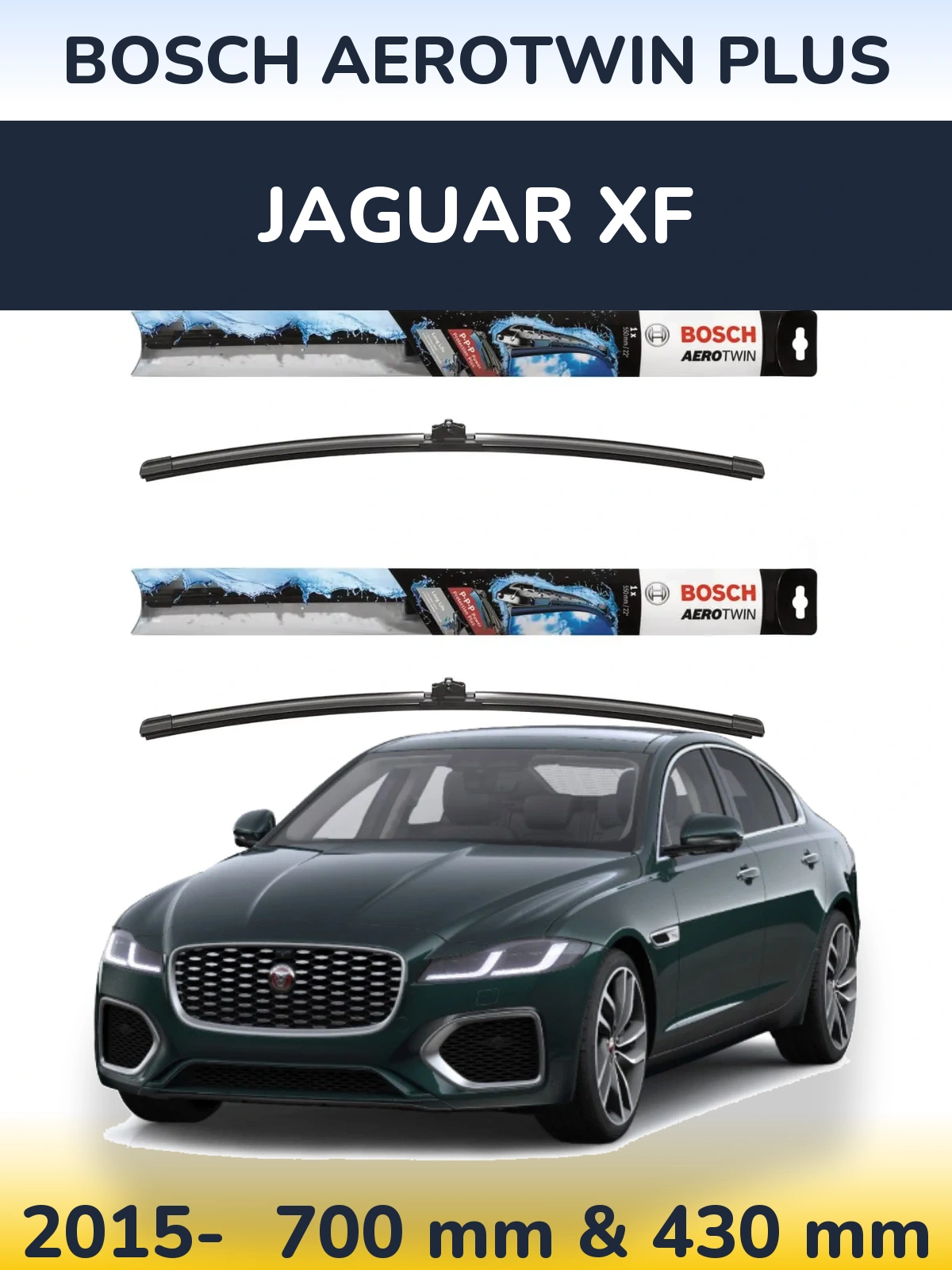 Комплект передних дворников BOSCH AeroTwin Plus 700 & 430 мм для Jaguar XF 2015-2026