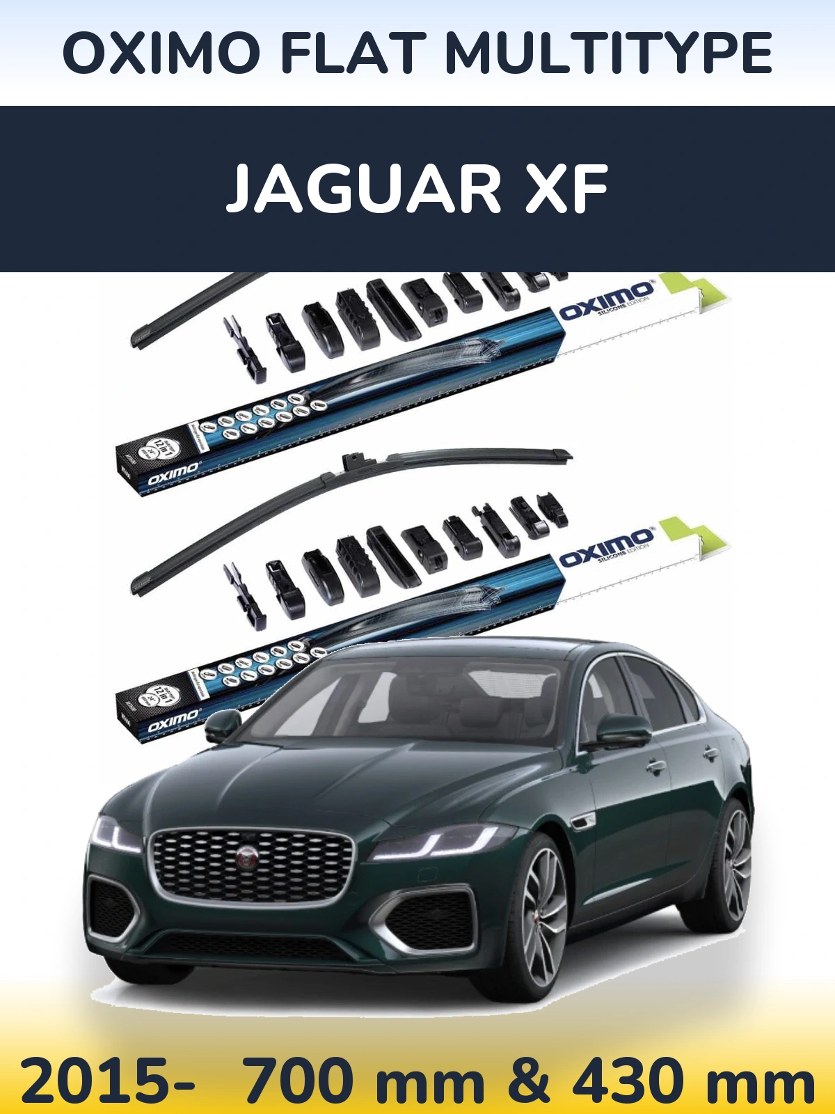 Комплект передних дворников Oximo Flat MultiТипe 700 & 430 мм для Jaguar XF 2015-2026