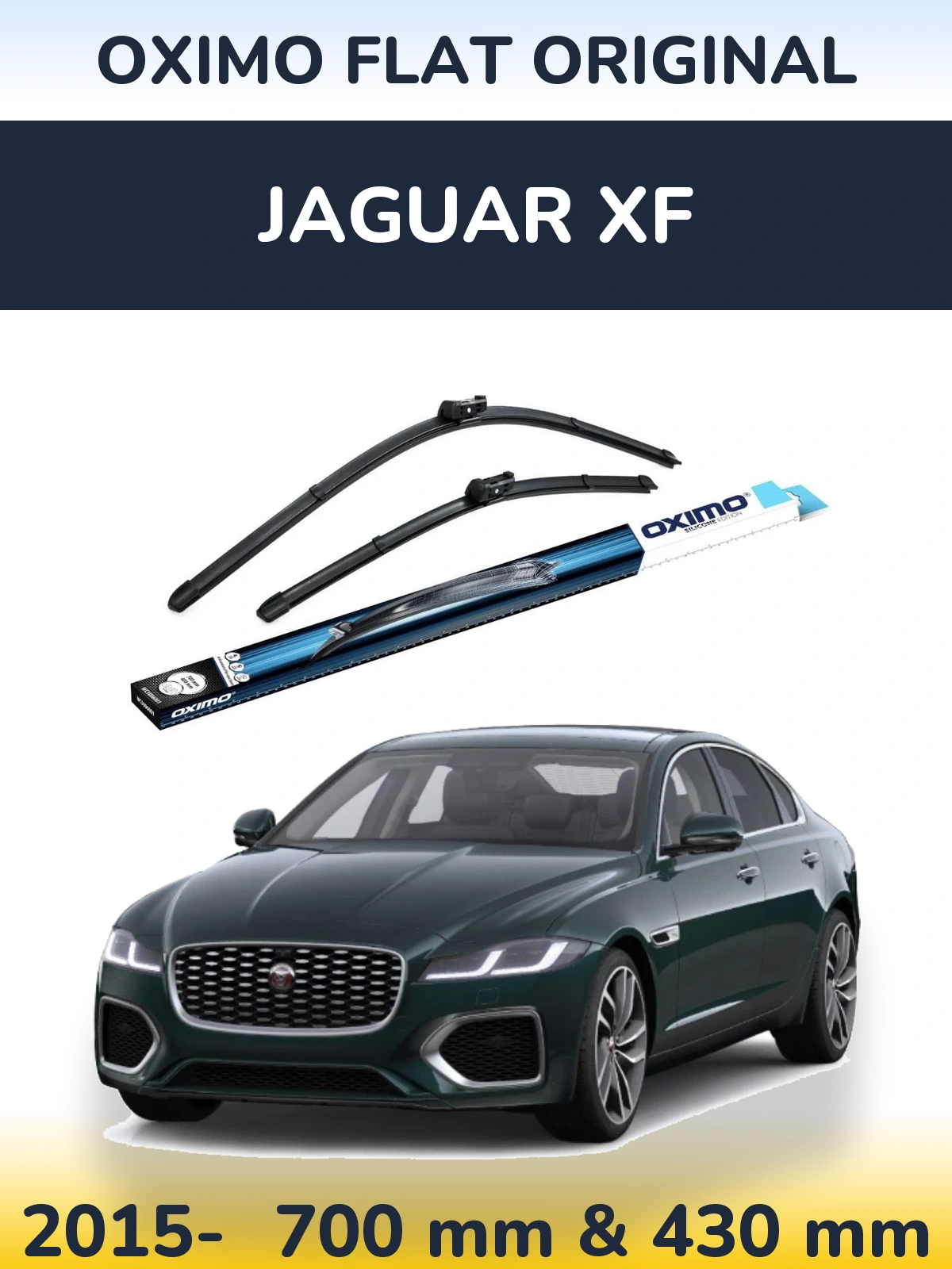 Комплект передних дворников Oximo Flat Original 700 & 430 мм для Jaguar XF 2015-2026