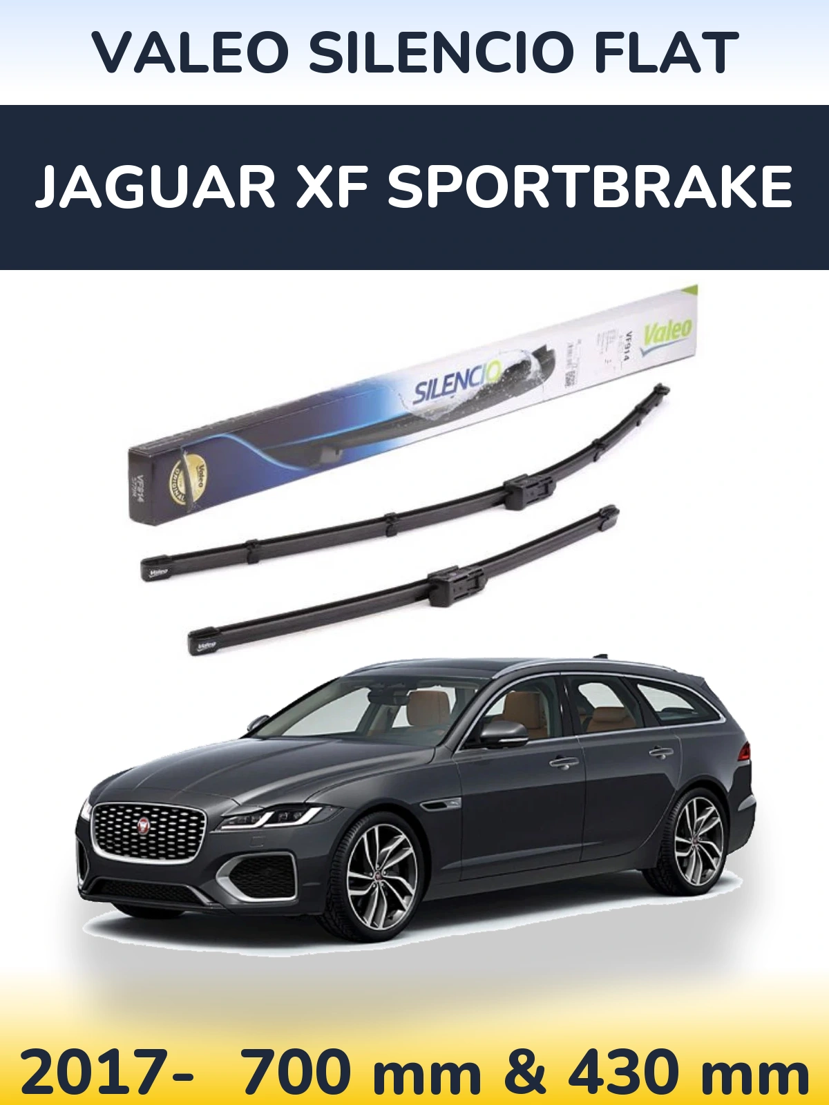 Комплект передних дворников Valeo Silencio Flat 680 & 430 мм для Jaguar XF Sportbrake 2017-2026