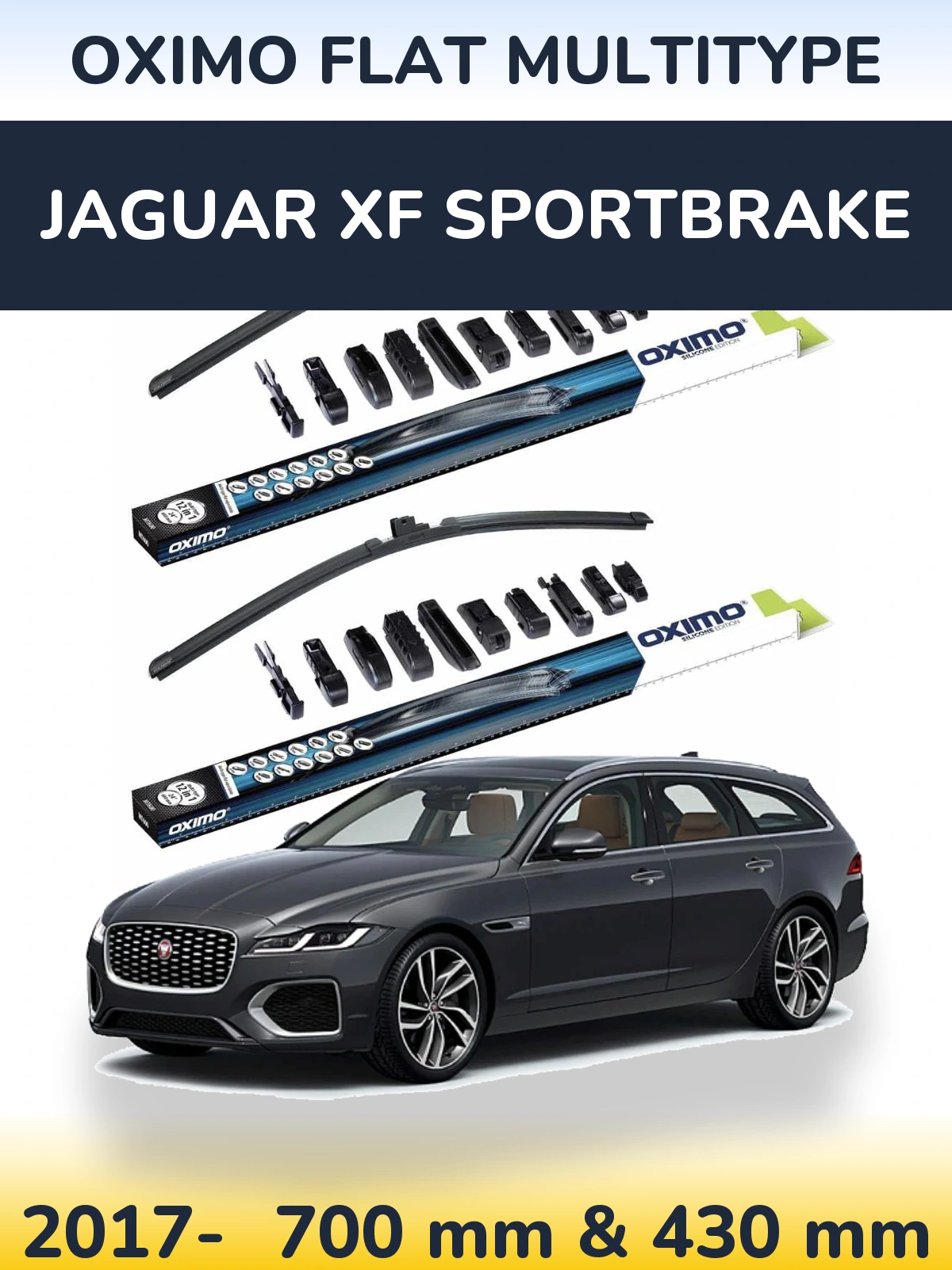 Komplet przednich wycieraczek Oximo Flat MultiType 700 & 430 mm do Jaguar XF Sportbrake 2017-2026