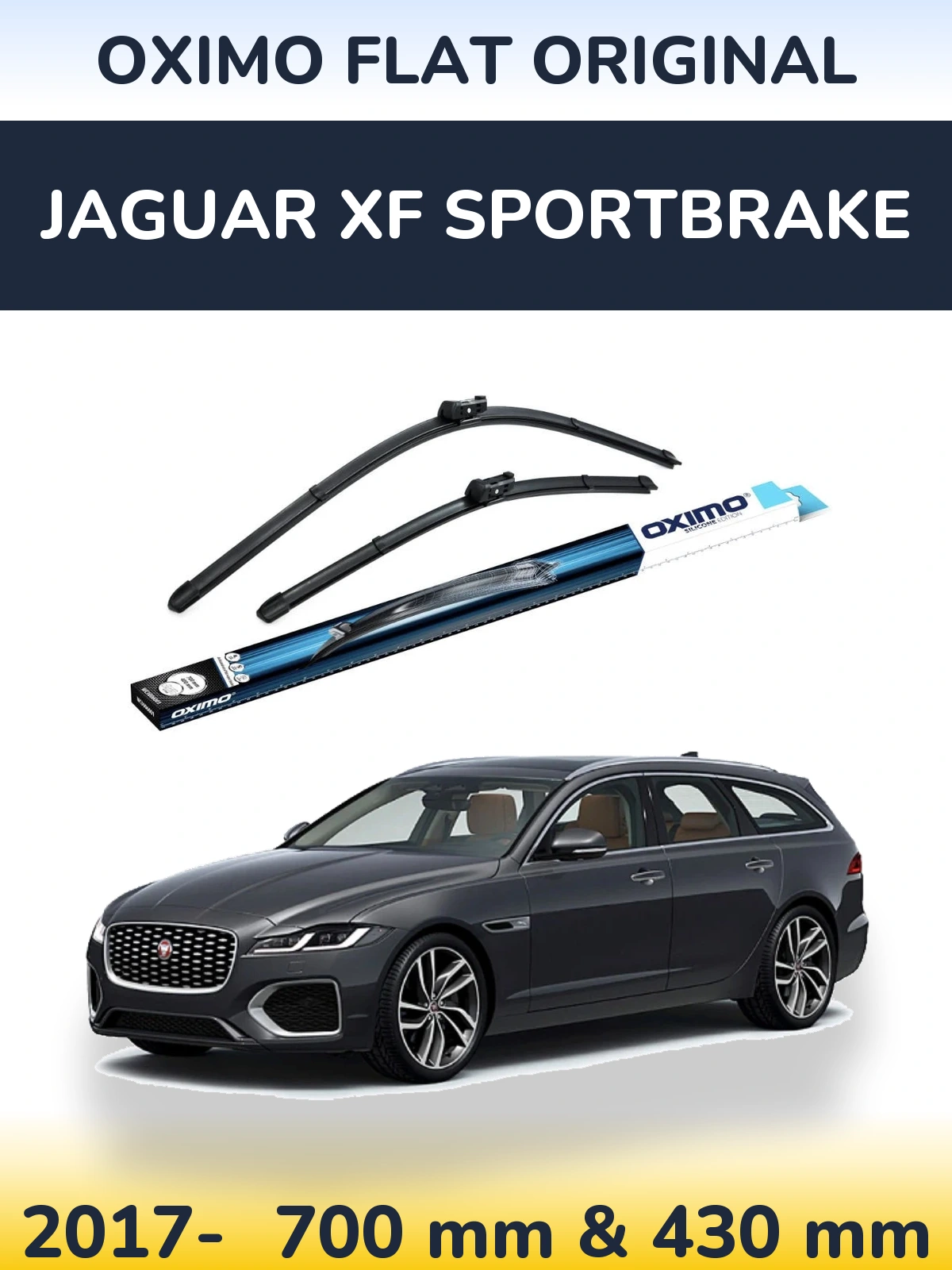 Комплект передніх щіток Oximo Flat Original 700 & 430 мм для Jaguar XF Sportbrake 2017-2026