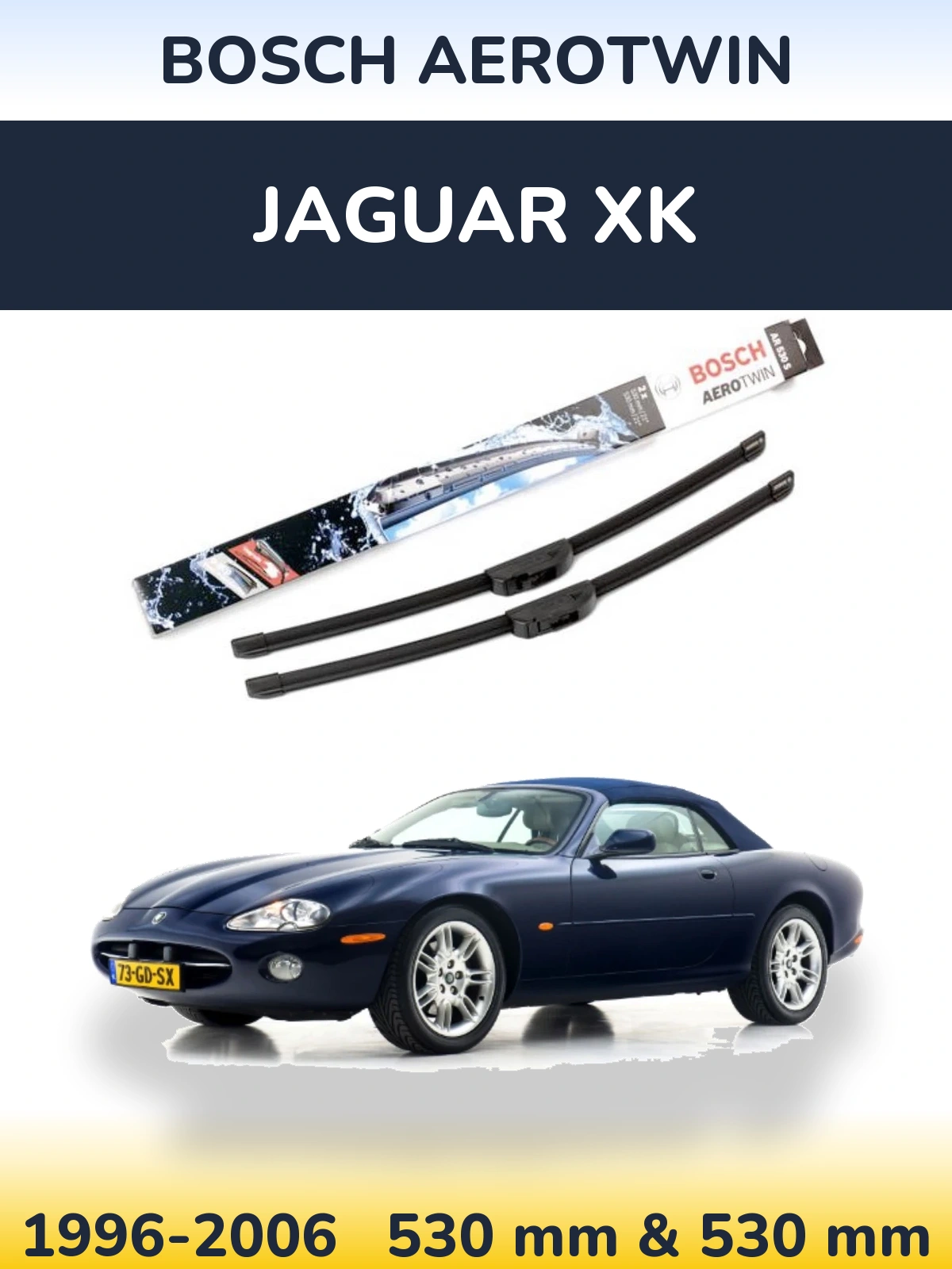 Komplet przednich wycieraczek BOSCH AeroTwin 530 & 530 mm do Jaguar XK 1996-2006
