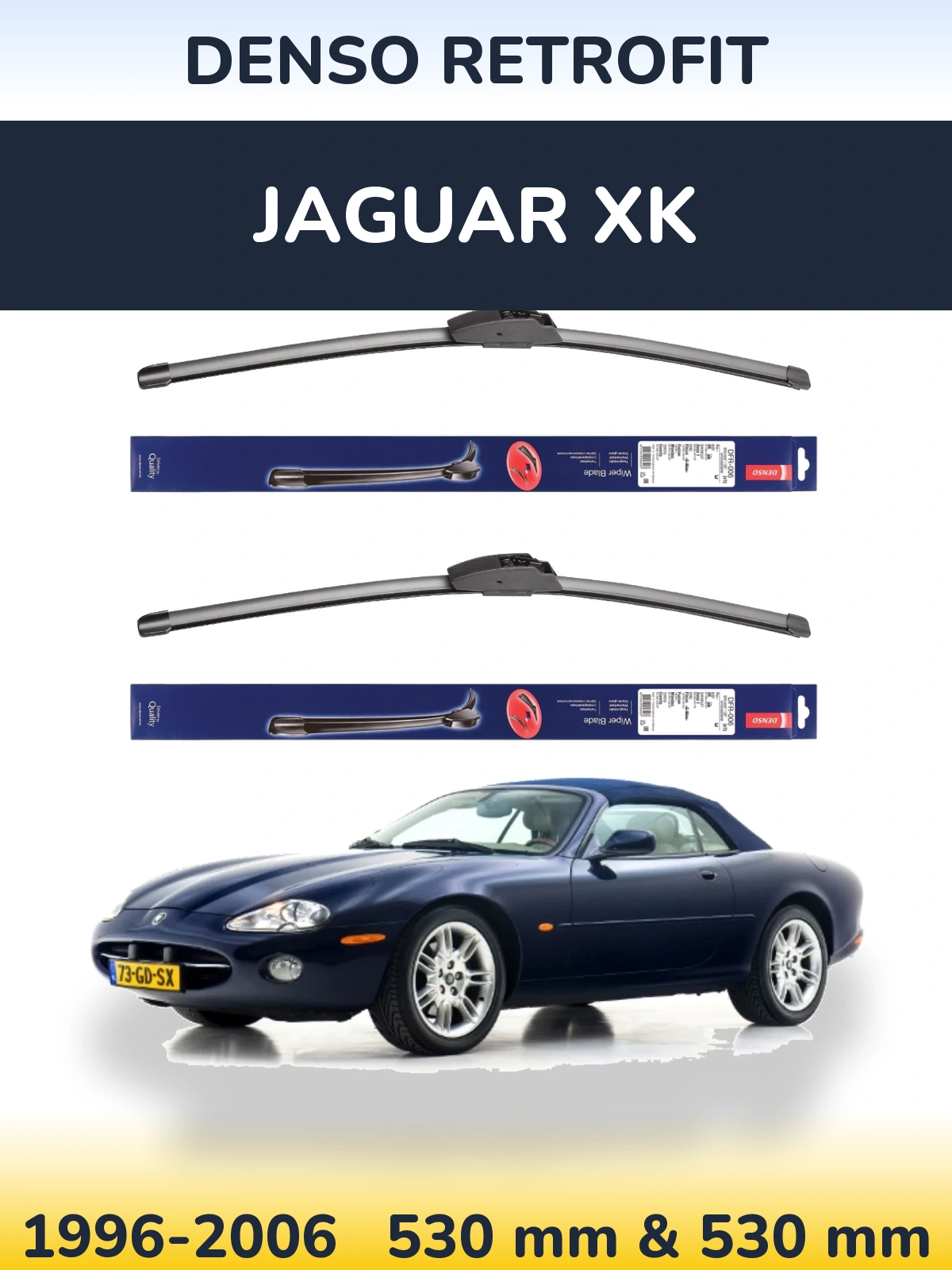 Komplet przednich wycieraczek Denso Retrofit 530 & 530 mm do Jaguar XK 1996-2006
